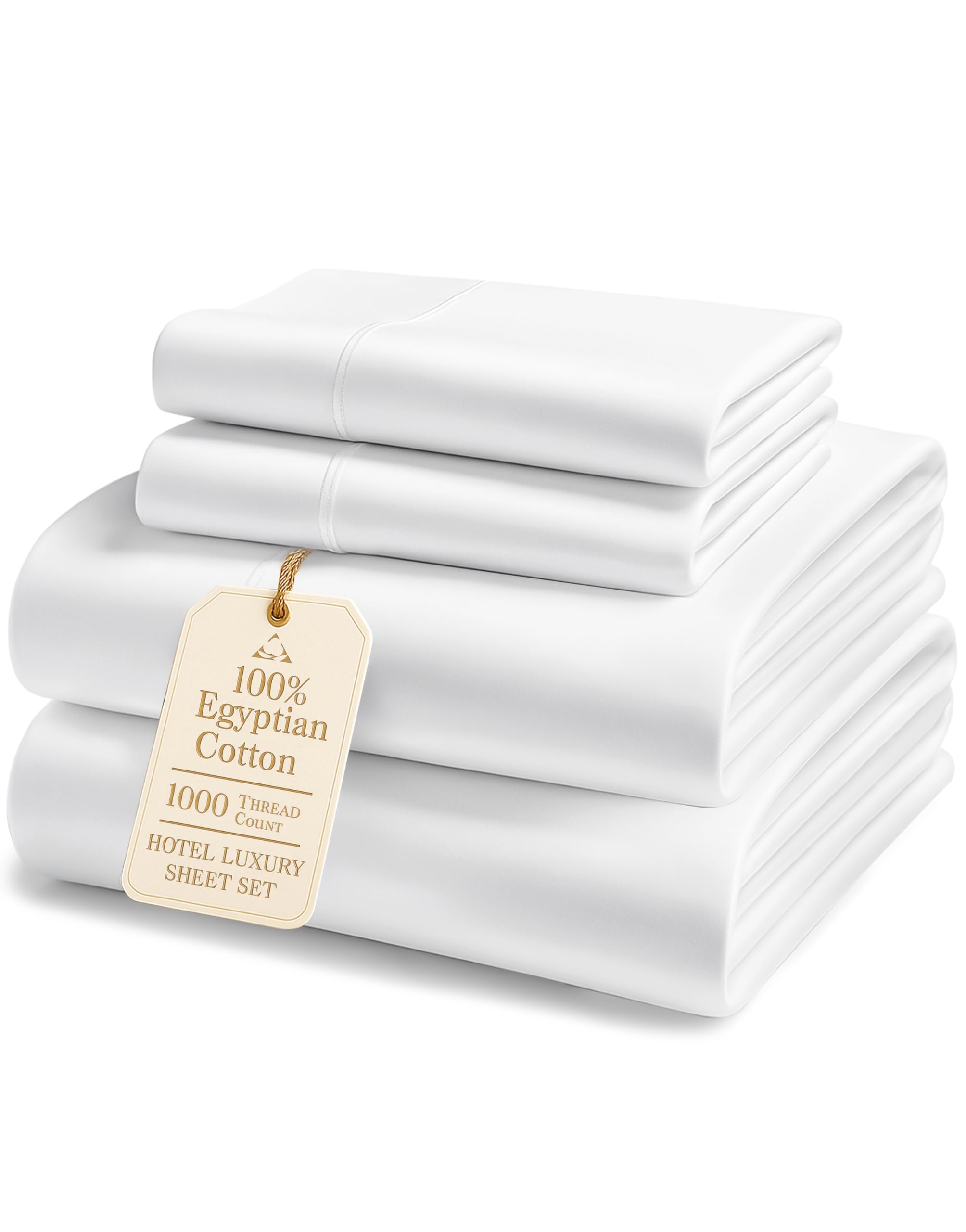 100% Egyptian Cotton King Sheet Set – Premium 1000 Thread Count Naturally Cooling & Breathable King Sheets, Authentic Long-Staple Cotton for Lasting Softness, Snug Fit 15" Deep Pocket Fitted -Charcoal