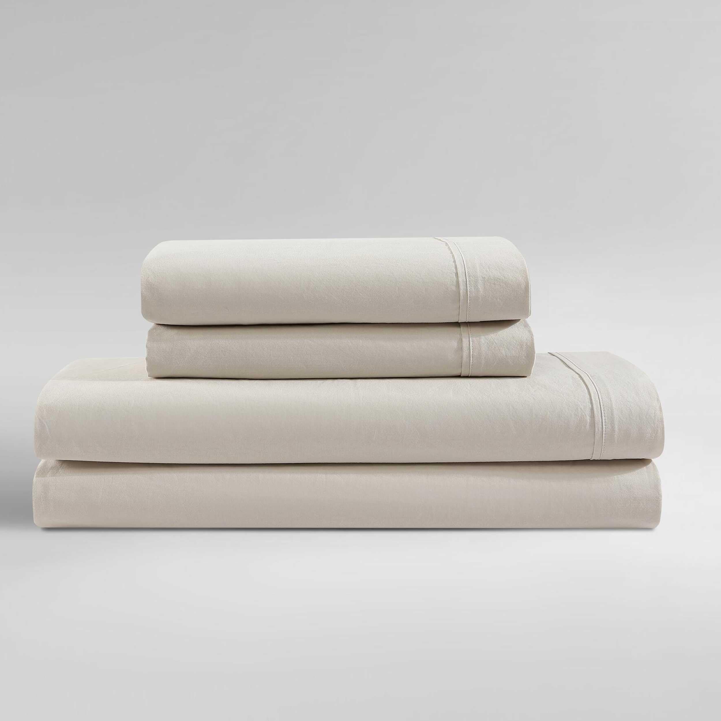 Calvin Klein - Queen Bed Sheets, Relaxed Garment Washed Cotton Percale Bedding Set with Matching Pillowcases, Deep Pockets, Oeko-TEX Certified (Washed Percale Steel Blue, Queen)