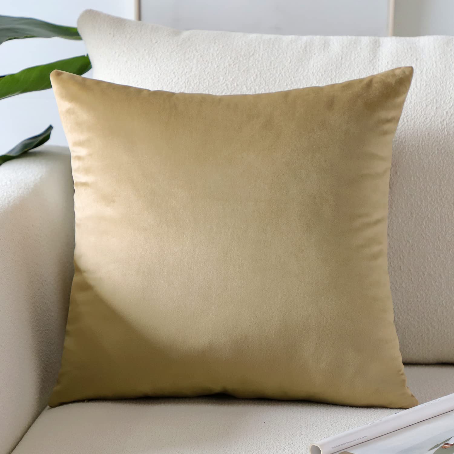 Artscope Luxury Velvet Pillow Covers Super Soft Decorative Square Throw Pillow Covers Case Cushion Covers for Sofa Couch Bedroom Car Decor 12x20 Inch Gold