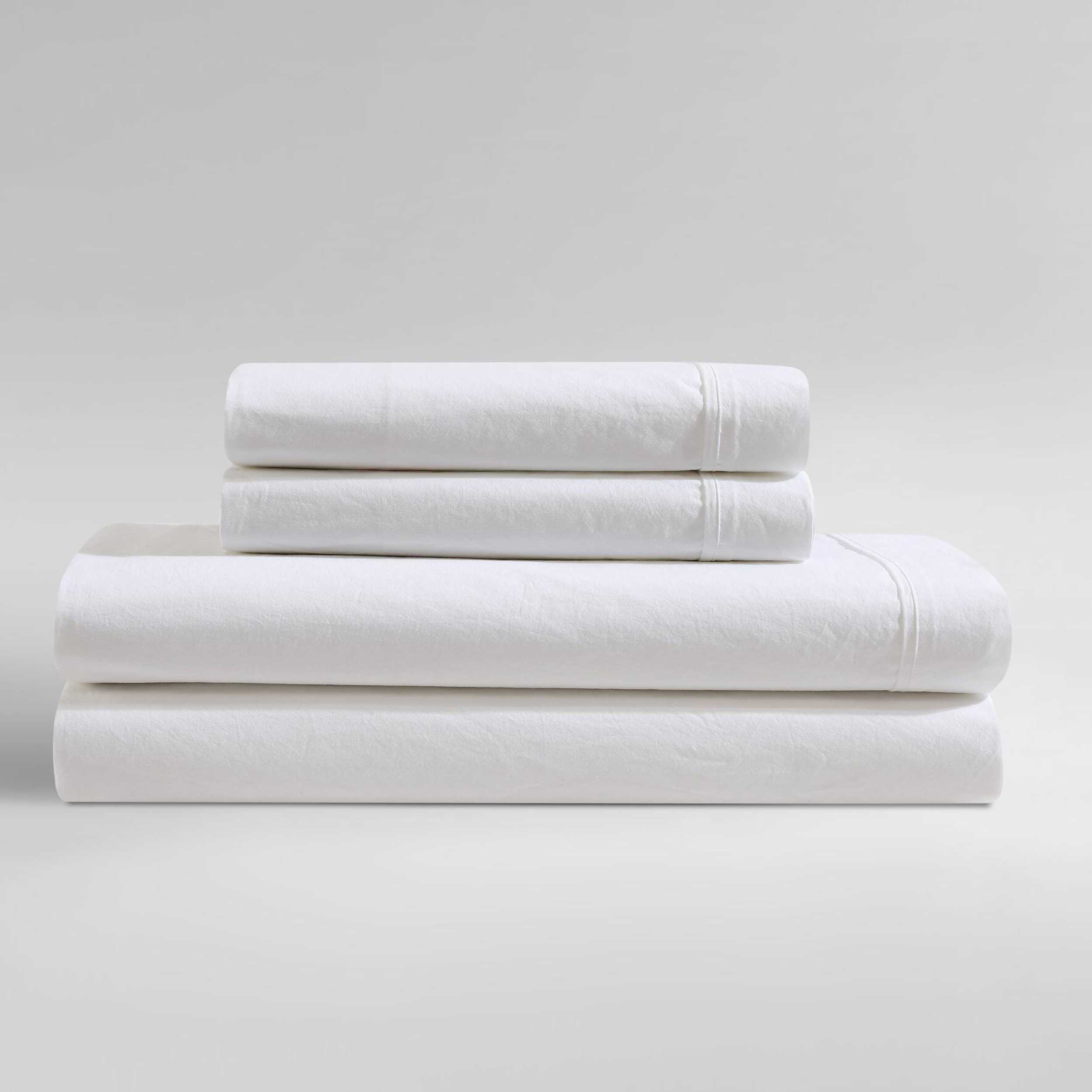 Calvin Klein - Queen Bed Sheets, Relaxed Garment Washed Cotton Percale Bedding Set with Matching Pillowcases, Deep Pockets, Oeko-TEX Certified (Washed Percale Steel Blue, Queen)