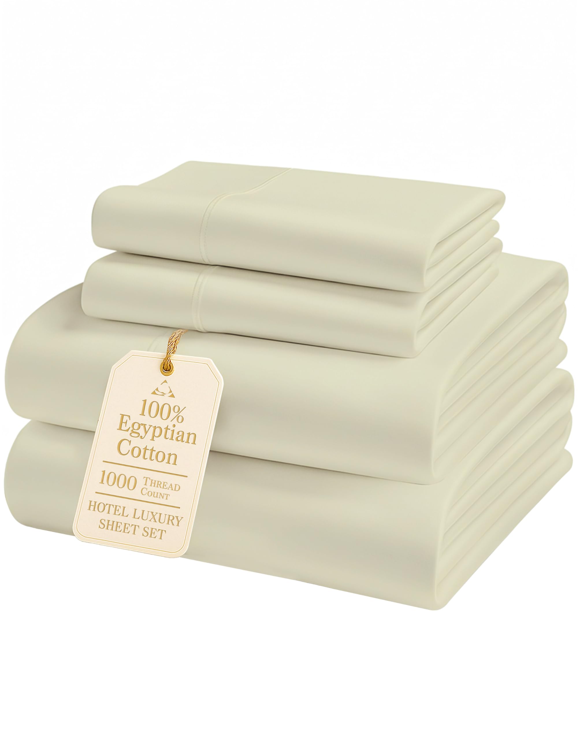 100% Egyptian Cotton King Sheet Set – Premium 1000 Thread Count Naturally Cooling & Breathable King Sheets, Authentic Long-Staple Cotton for Lasting Softness, Snug Fit 15" Deep Pocket Fitted -Charcoal