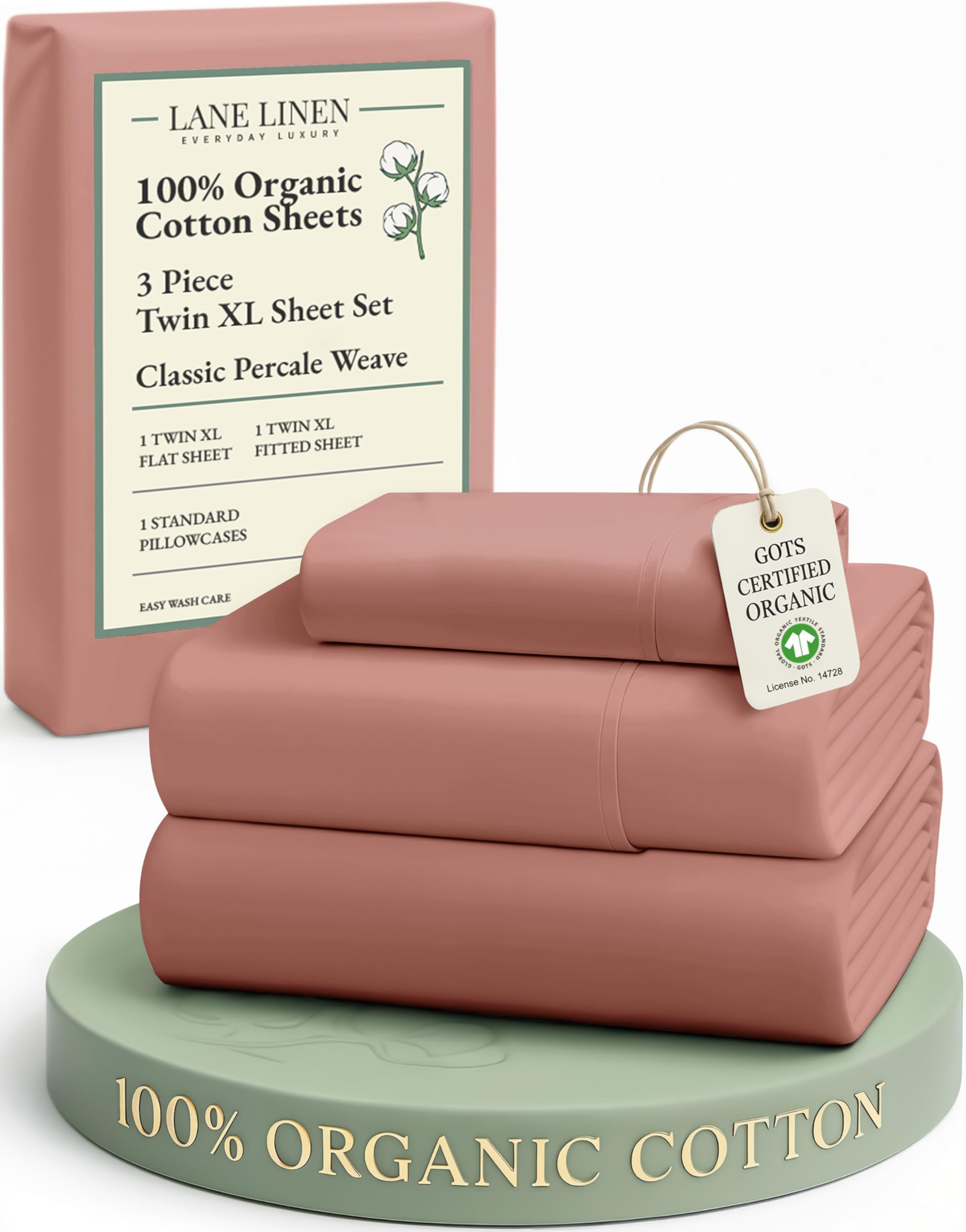 LANE LINEN Eco Friendly 100% Organic Cotton Queen Sheet Set, Soft & Comfy Fully Elasticized 15" Deep Pocket Bed Sheets, Low Pill Naturally Cooling Machine Wash Sábanas Queen- White Bed Sheets