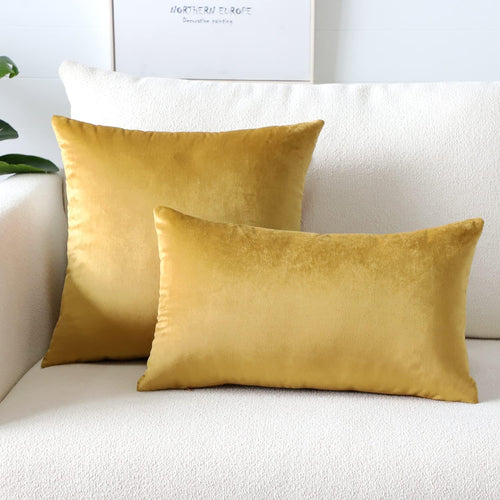 Artscope Luxury Velvet Pillow Covers Super Soft Decorative Square Throw Pillow Covers Case Cushion Covers for Sofa Couch Bedroom Car Decor 12x20 Inch Gold