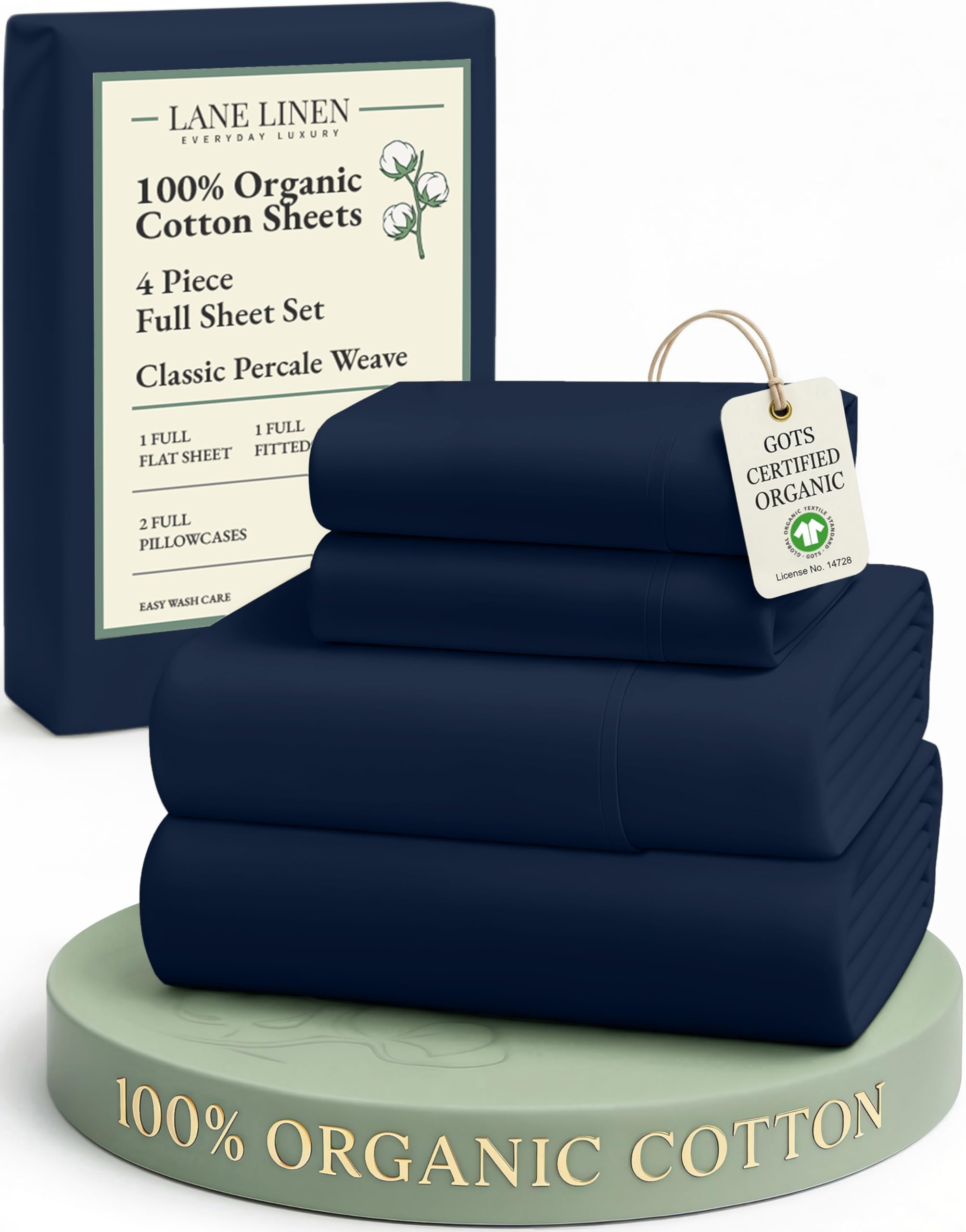 LANE LINEN Eco Friendly 100% Organic Cotton Queen Sheet Set, Soft & Comfy Fully Elasticized 15" Deep Pocket Bed Sheets, Low Pill Naturally Cooling Machine Wash Sábanas Queen- White Bed Sheets