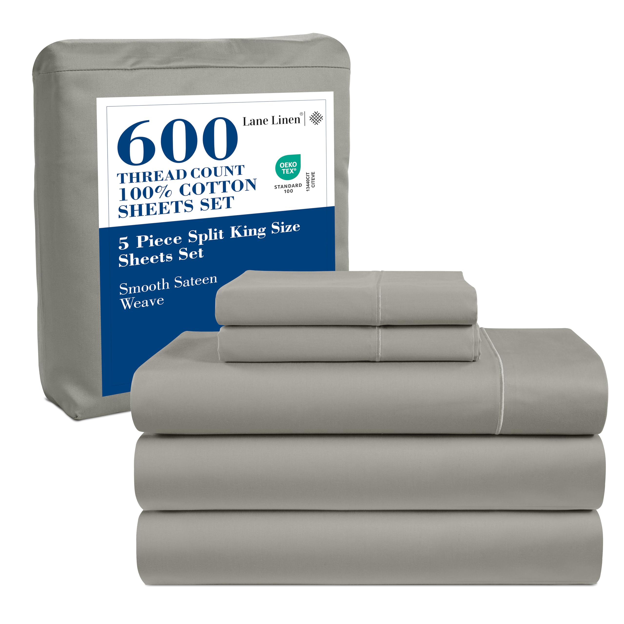 LANE LINEN 100% Cotton Sheets Full Size - 600 Thread Count Sateen Weave - Hotel Quality Softness, Great for Everyday Comfort - Securely Fits Matresses Upto 15'' Deep - Oeko TEX Certified - White