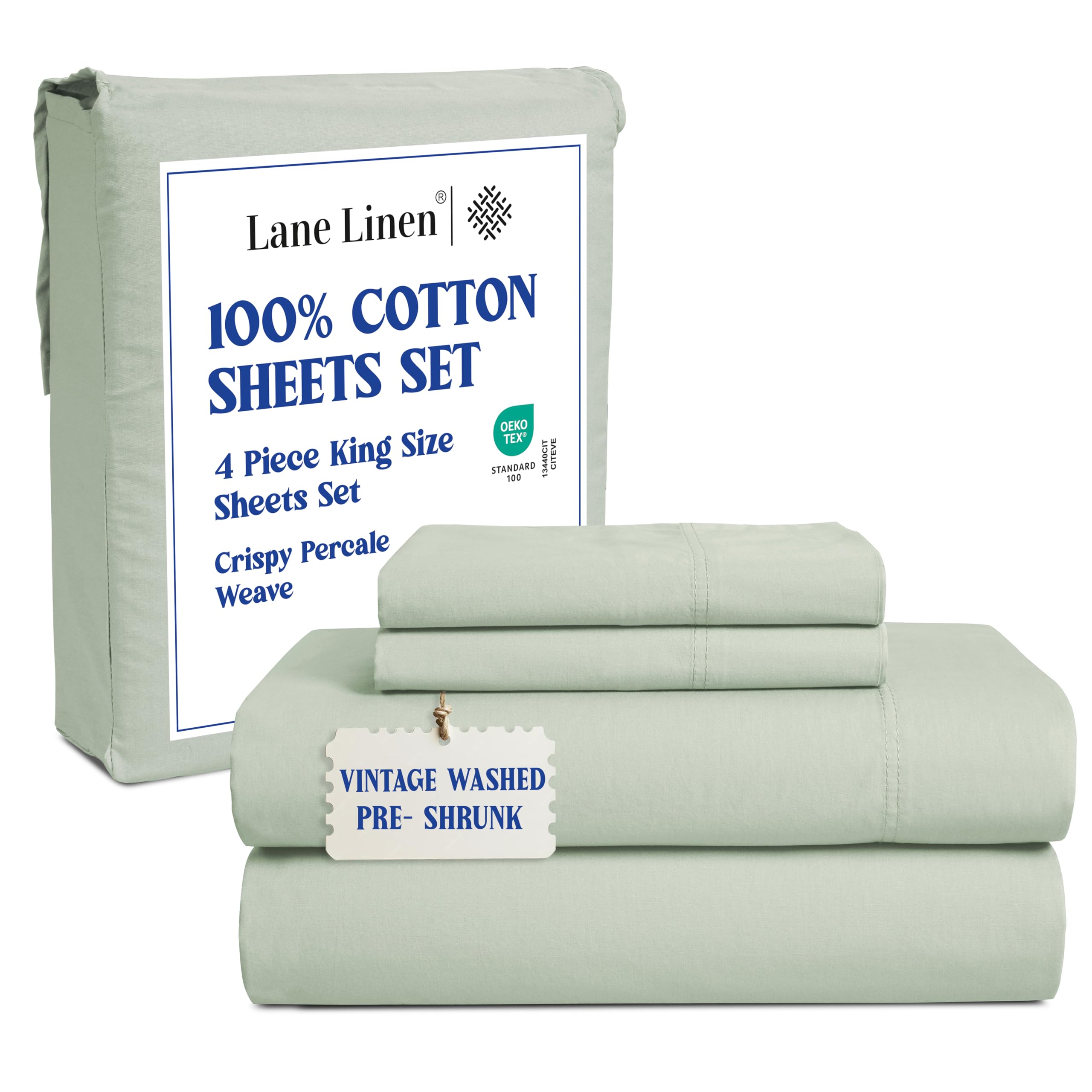 LANE LINEN Twin Sheets Set – Long-Staple 100% Cotton Pre-Washed Twin Sheets, Naturally Cool & Soft Percale Weave for All-Season Comfort for Dorm use, Machine Washable,15” Deep Pocket – Charcoal