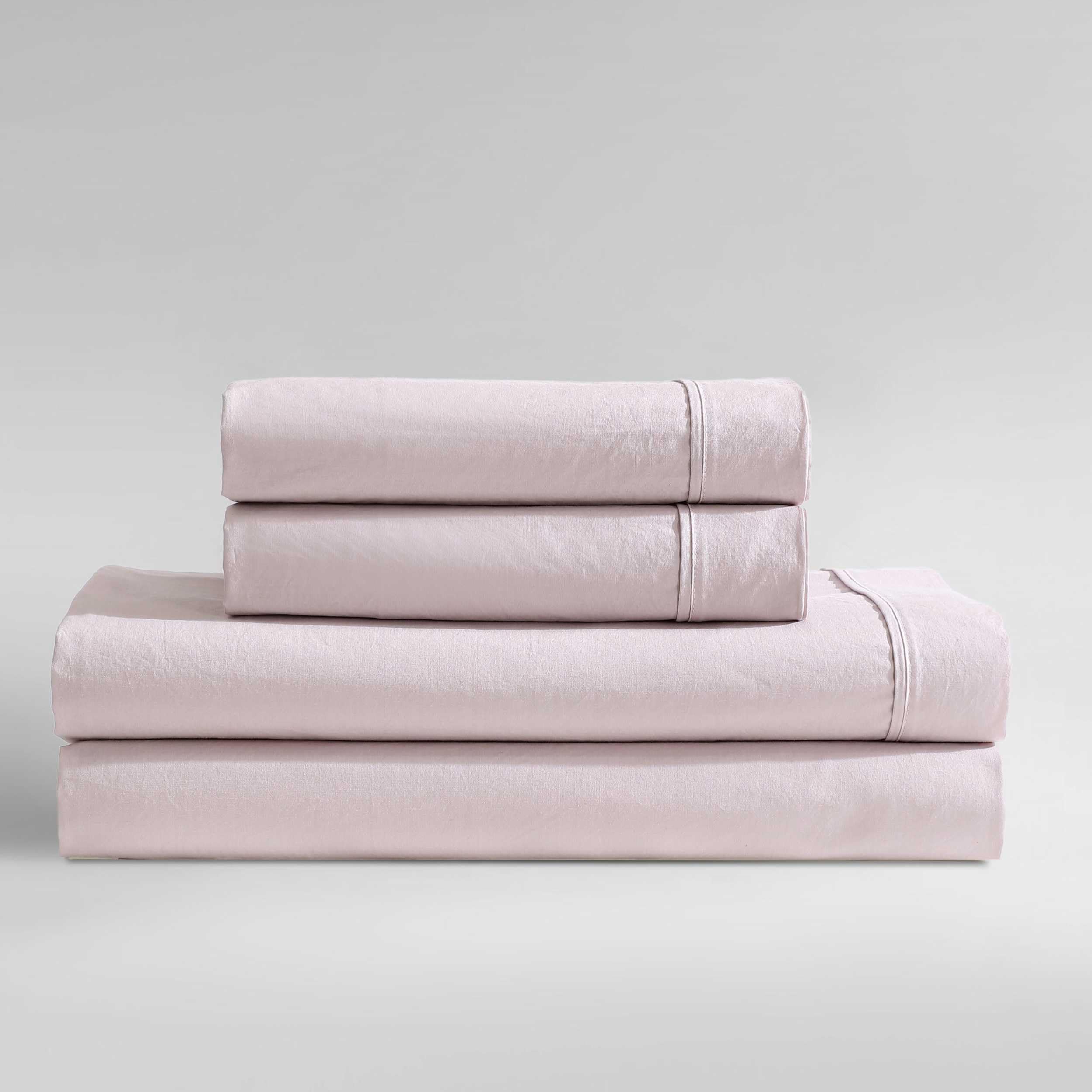 Calvin Klein - Queen Bed Sheets, Relaxed Garment Washed Cotton Percale Bedding Set with Matching Pillowcases, Deep Pockets, Oeko-TEX Certified (Washed Percale Steel Blue, Queen)