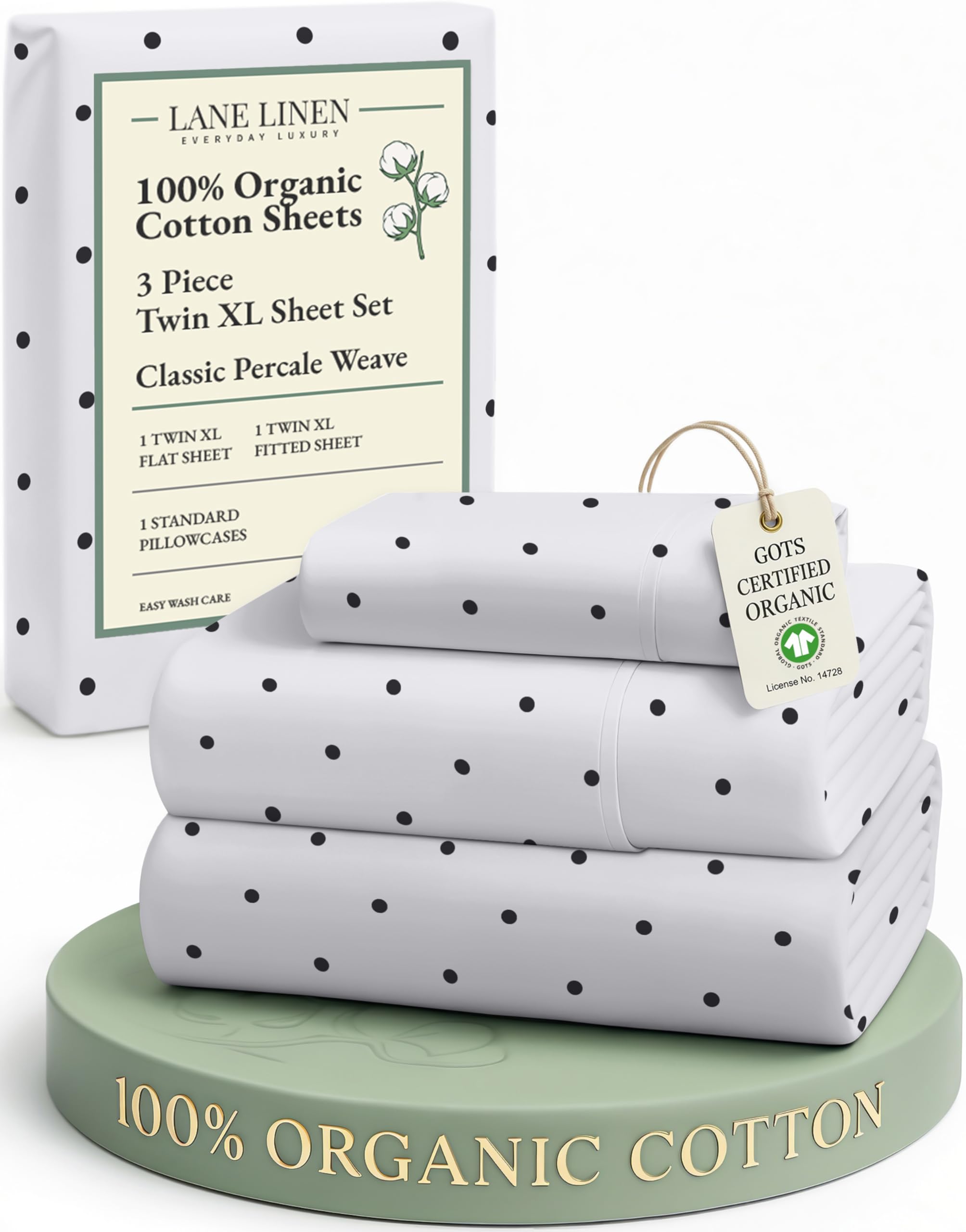 LANE LINEN Eco Friendly 100% Organic Cotton Queen Sheet Set, Soft & Comfy Fully Elasticized 15" Deep Pocket Bed Sheets, Low Pill Naturally Cooling Machine Wash Sábanas Queen- White Bed Sheets