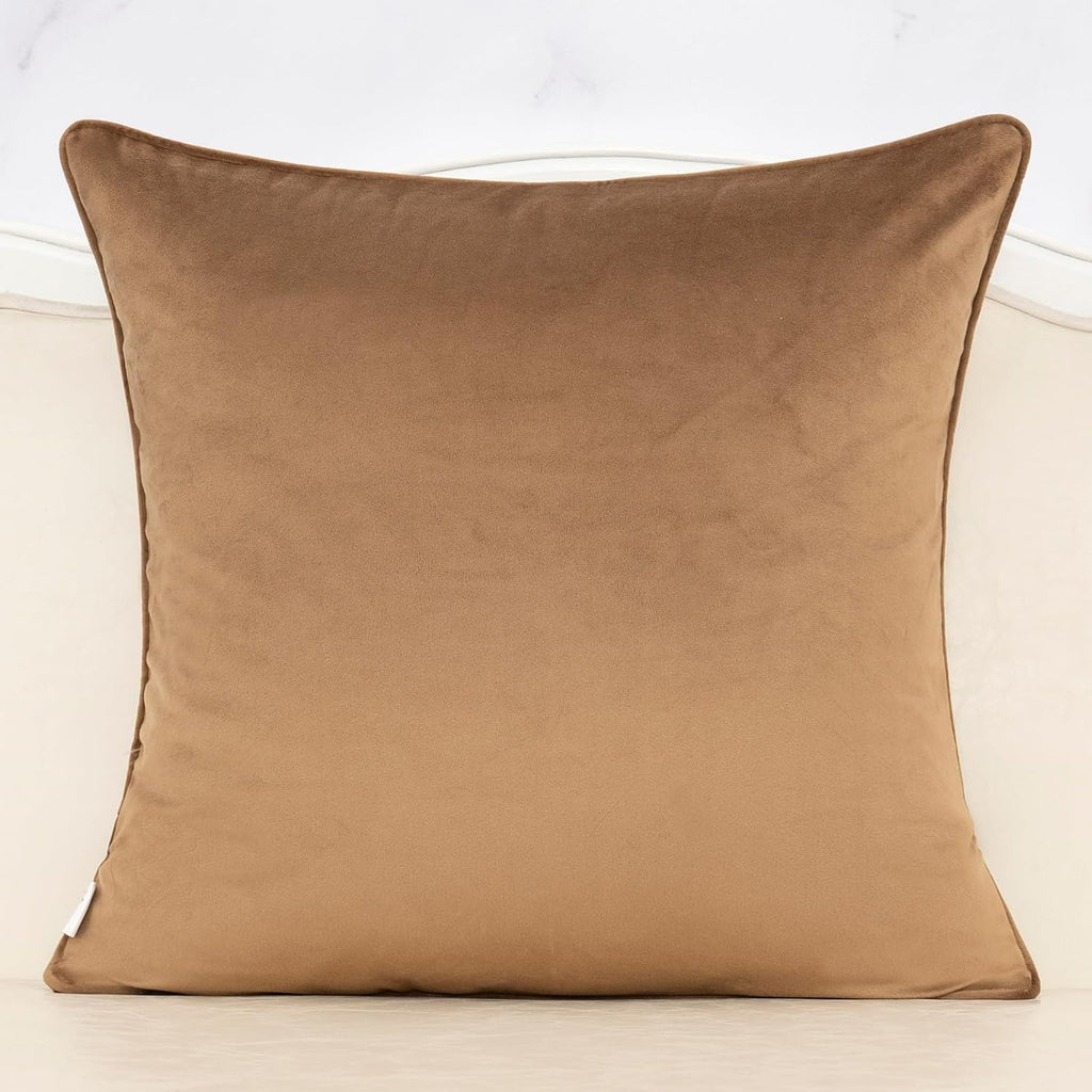 Alerfa Green Brown Floral Throw Pillow Cover 20 x 20 Inch Cut Velvet Sqaure Luxury Decorative Pillow Cover for Couch Living Room Bedroom