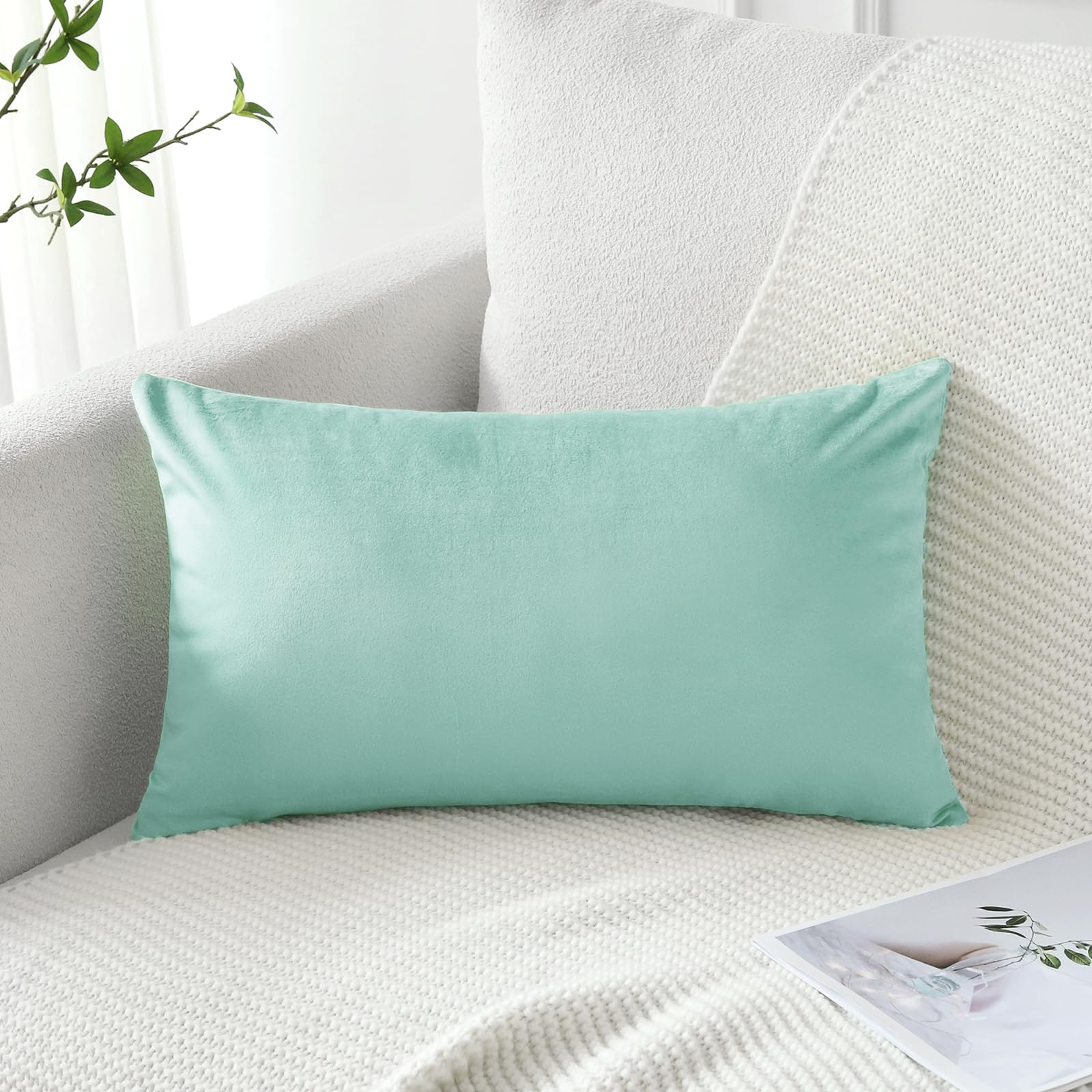 Artscope Luxury Velvet Pillow Covers Super Soft Decorative Square Throw Pillow Covers Case Cushion Covers for Sofa Couch Bedroom Car Decor 12x20 Inch Gold