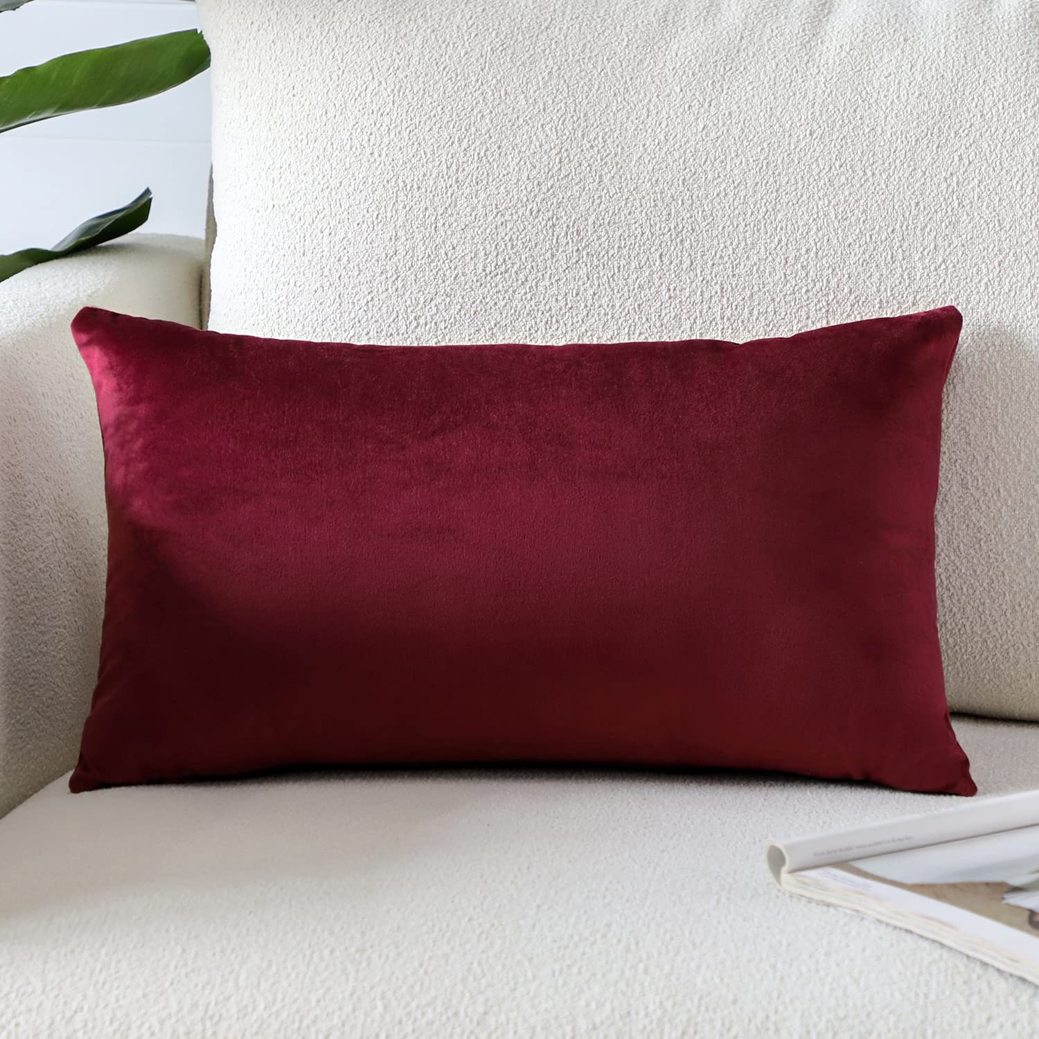 Artscope Luxury Velvet Pillow Covers Super Soft Decorative Square Throw Pillow Covers Case Cushion Covers for Sofa Couch Bedroom Car Decor 12x20 Inch Gold