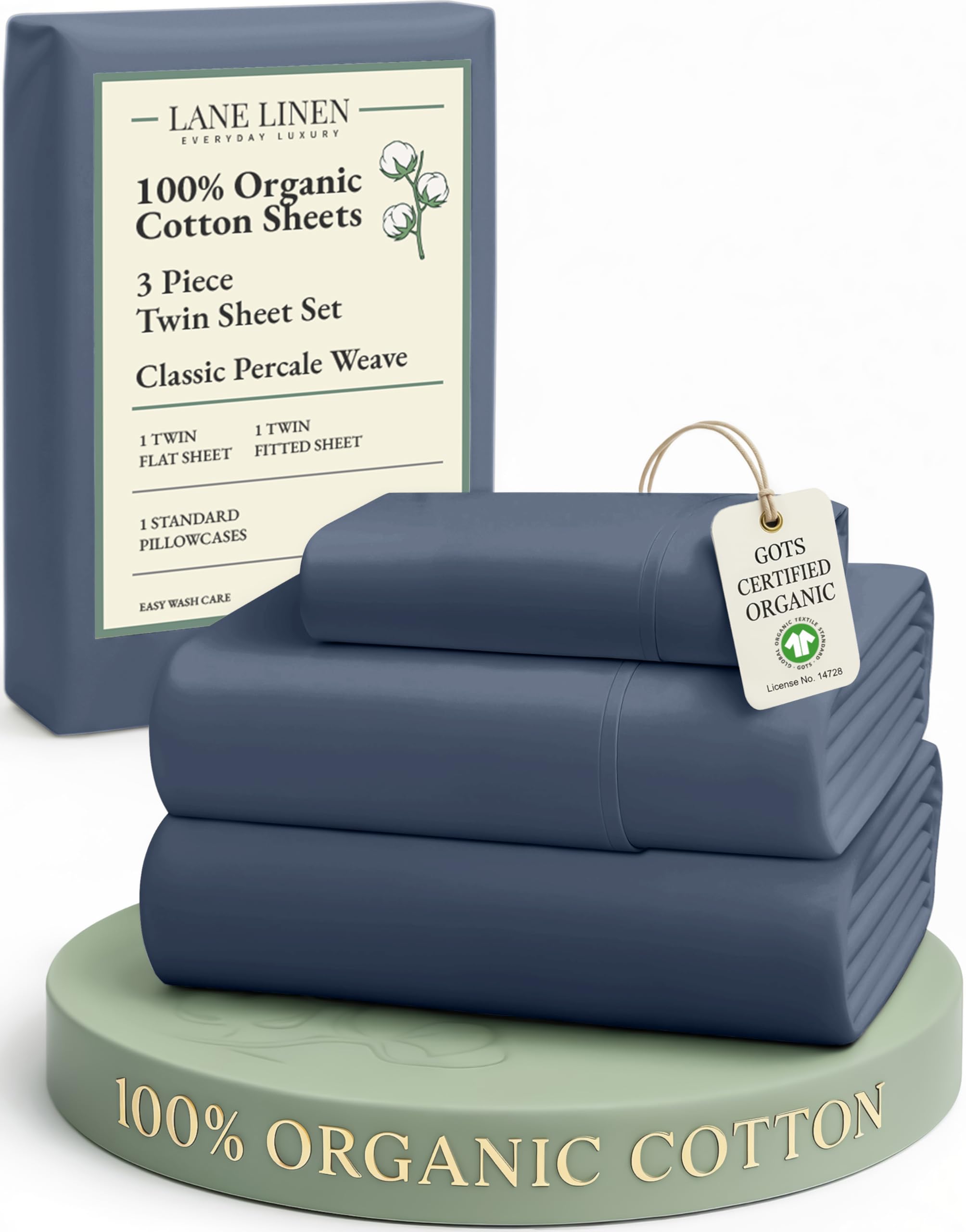 LANE LINEN Eco Friendly 100% Organic Cotton Queen Sheet Set, Soft & Comfy Fully Elasticized 15" Deep Pocket Bed Sheets, Low Pill Naturally Cooling Machine Wash Sábanas Queen- White Bed Sheets