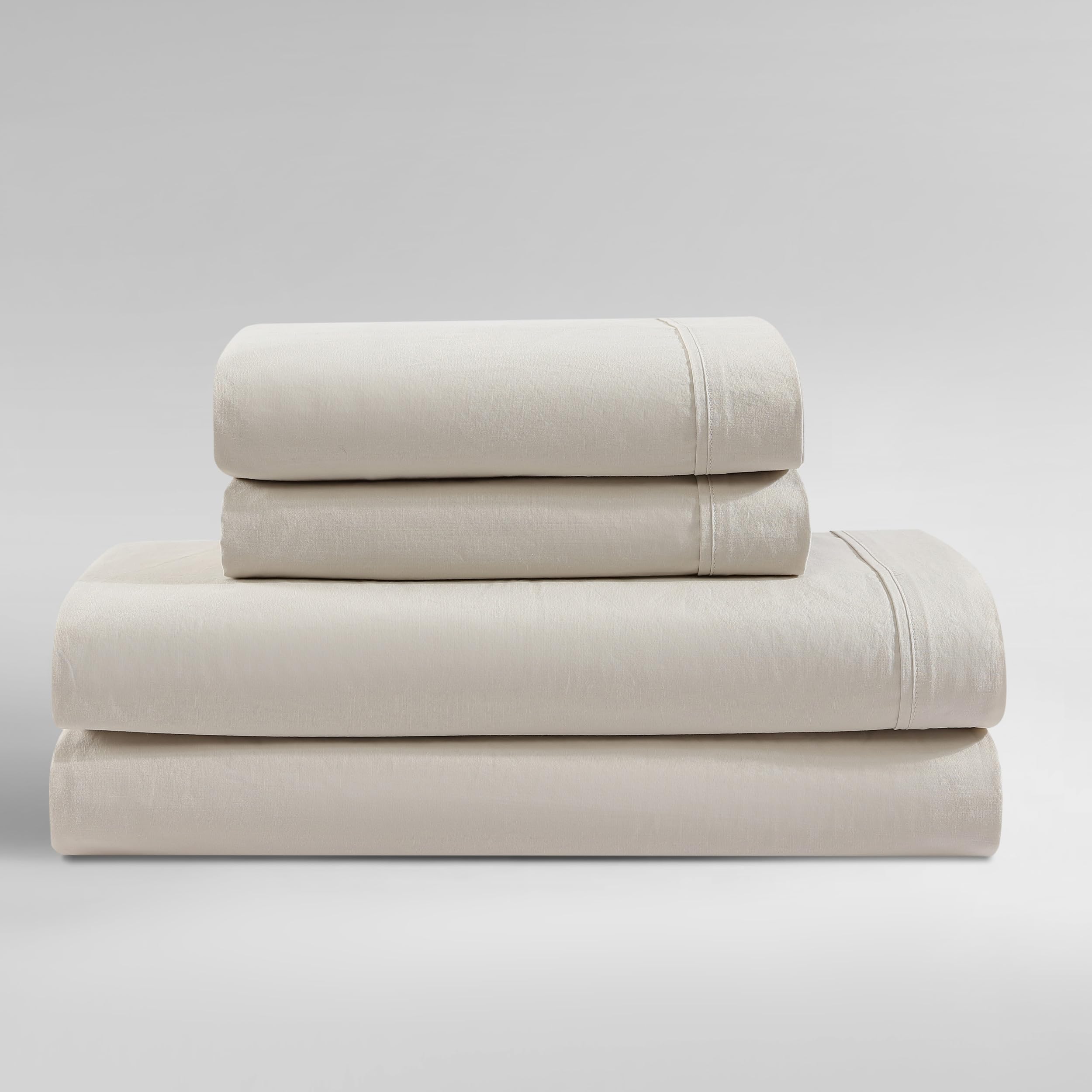 Calvin Klein - Queen Bed Sheets, Relaxed Garment Washed Cotton Percale Bedding Set with Matching Pillowcases, Deep Pockets, Oeko-TEX Certified (Washed Percale Steel Blue, Queen)
