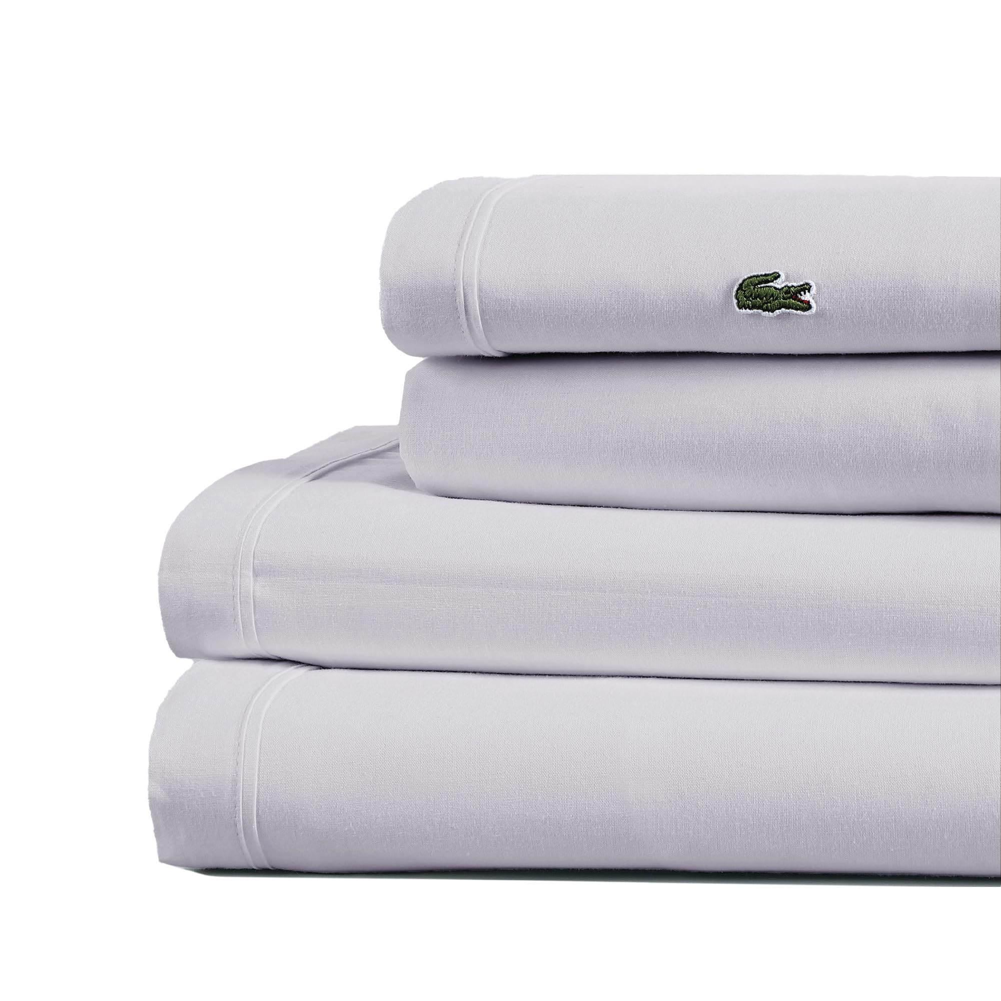 Lacoste 100% Cotton Percale 4-Piece Sheet Set – Cool, Crisp, Matte, and Durable, Oeko-Tex Certified – Solid, Navy, Full