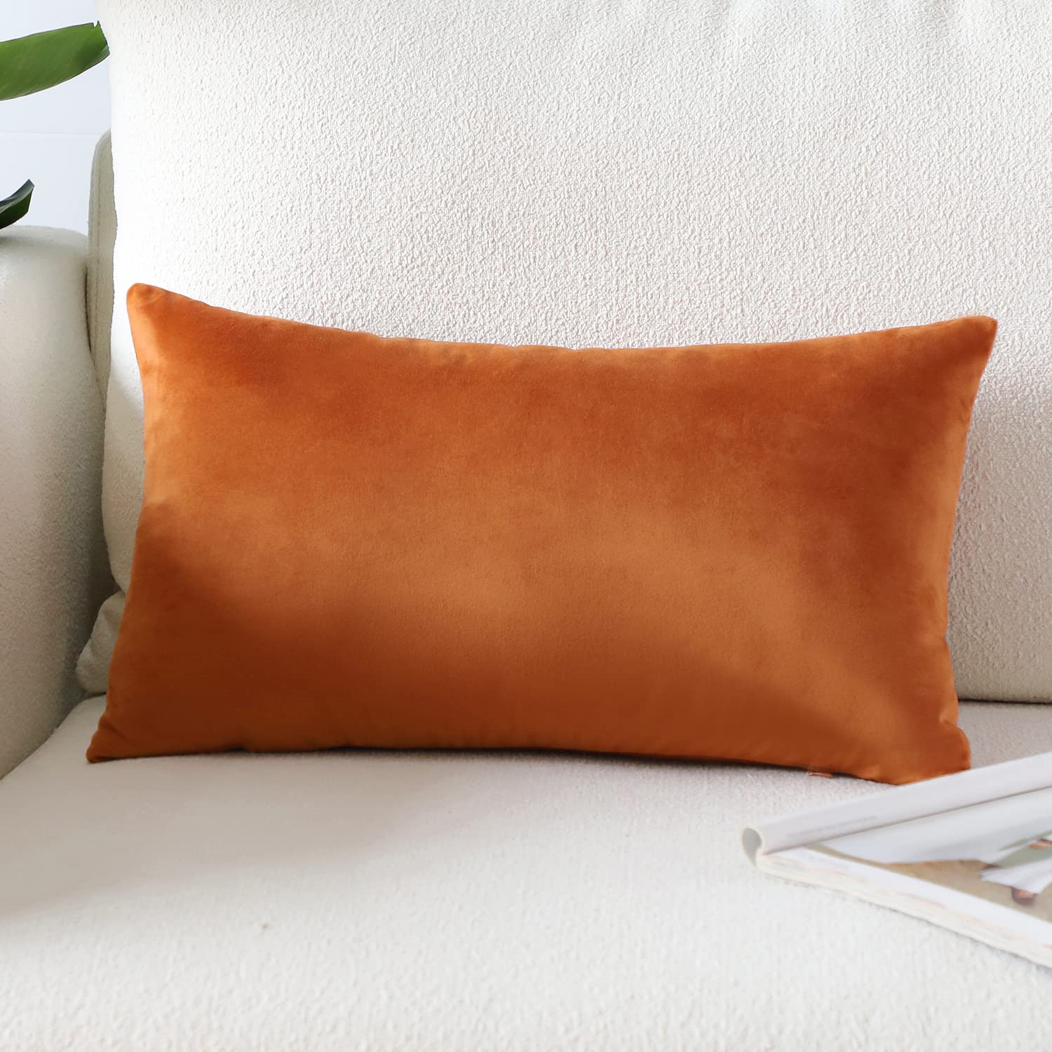 Artscope Luxury Velvet Pillow Covers Super Soft Decorative Square Throw Pillow Covers Case Cushion Covers for Sofa Couch Bedroom Car Decor 12x20 Inch Gold