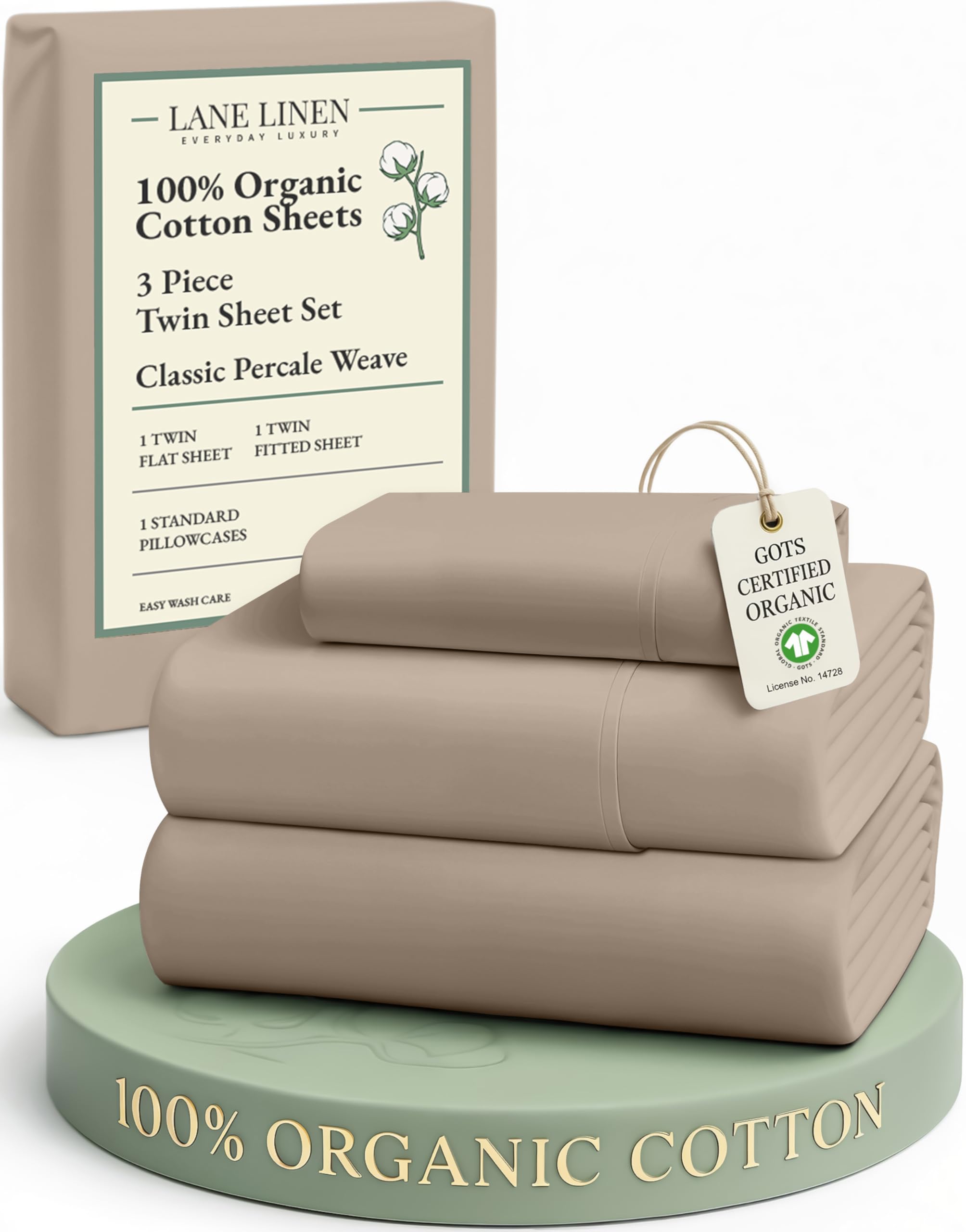 LANE LINEN Eco Friendly 100% Organic Cotton Queen Sheet Set, Soft & Comfy Fully Elasticized 15" Deep Pocket Bed Sheets, Low Pill Naturally Cooling Machine Wash Sábanas Queen- White Bed Sheets