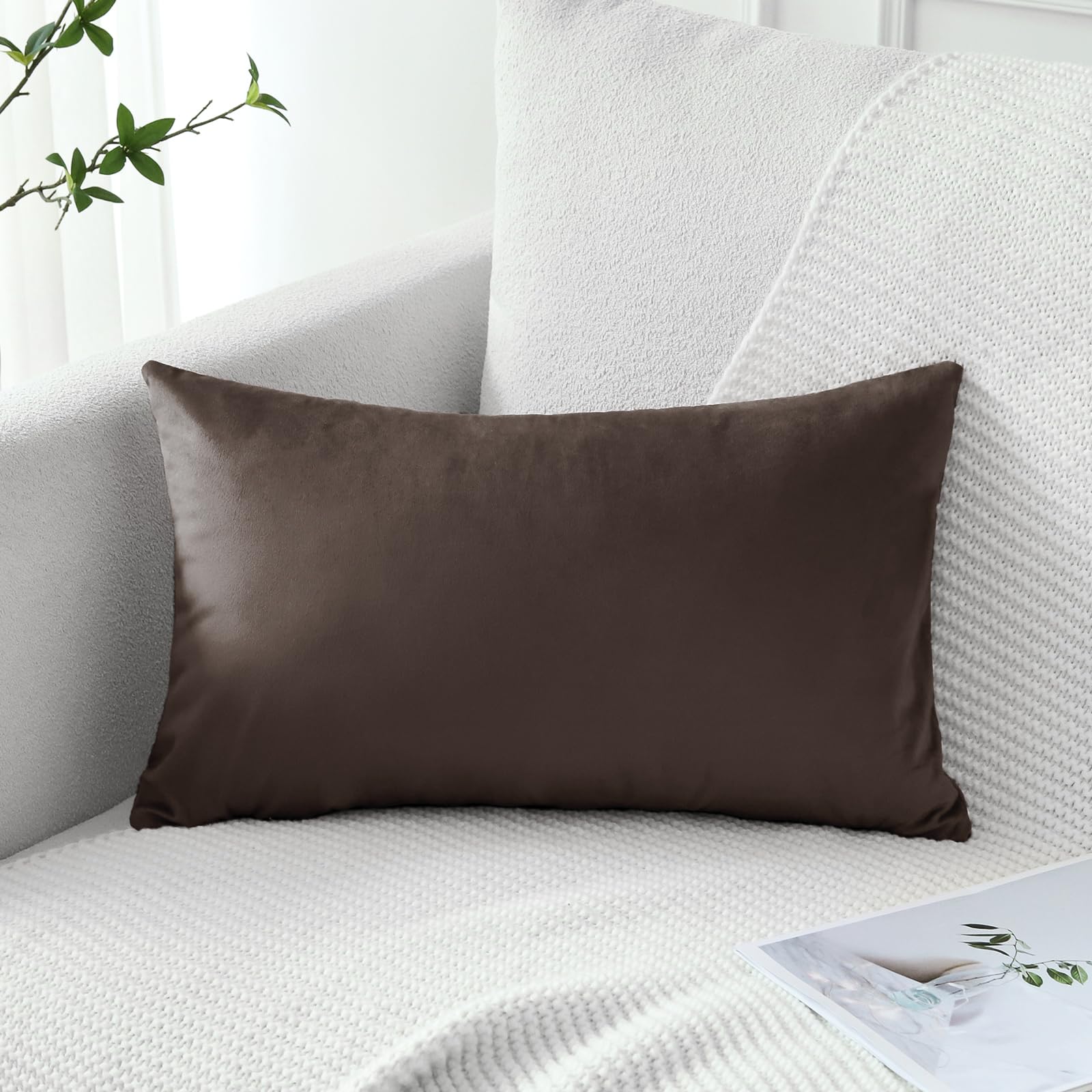 Artscope Luxury Velvet Pillow Covers Super Soft Decorative Square Throw Pillow Covers Case Cushion Covers for Sofa Couch Bedroom Car Decor 12x20 Inch Gold