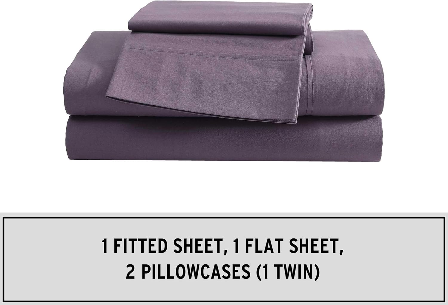 Eddie Bauer - Queen Sheet Set, Washed Percale Bedding Set with Deep Pockets, Super Soft, 100% Luxury Cotton with Smooth Percale Weave (Percale Purple, Queen)