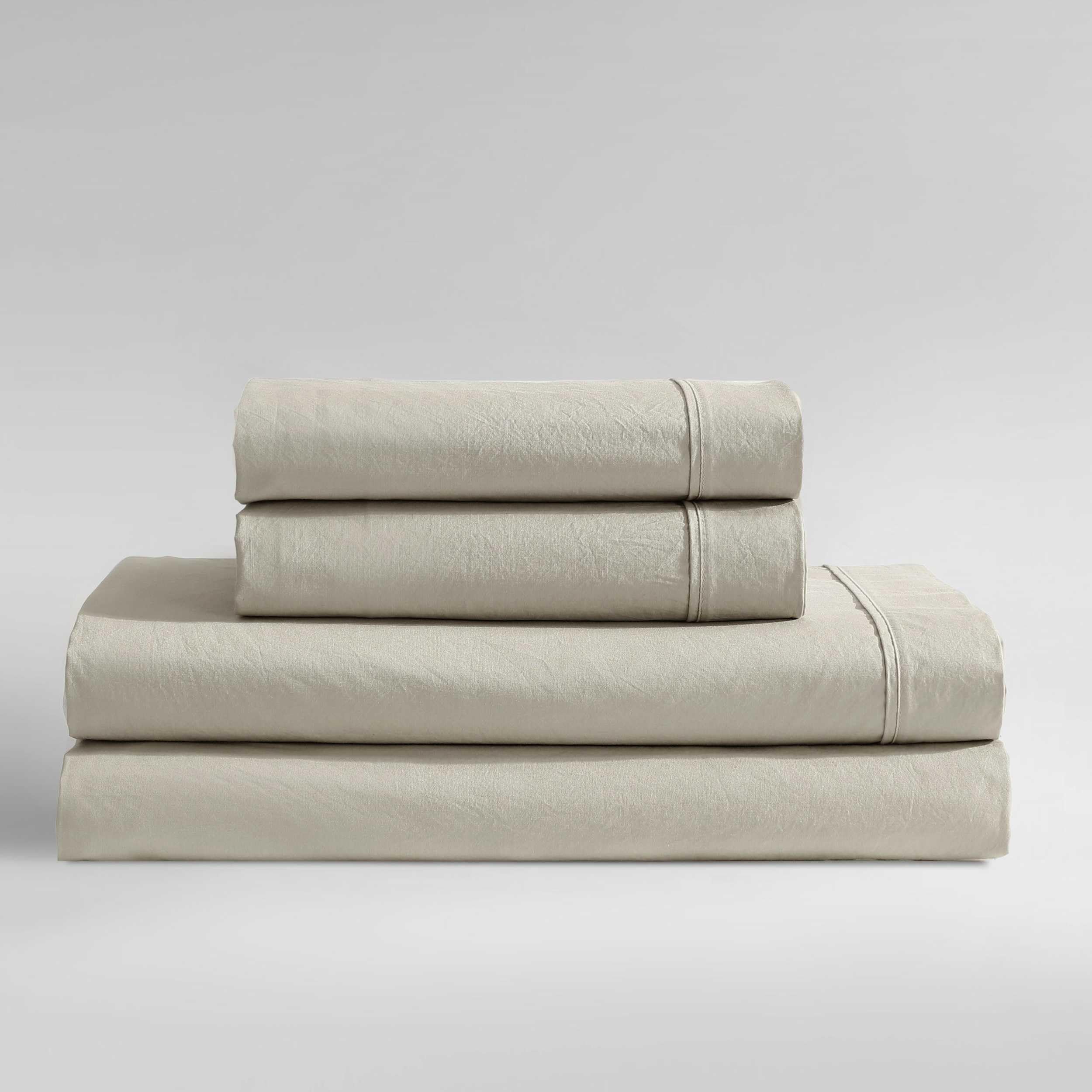 Calvin Klein - Queen Bed Sheets, Relaxed Garment Washed Cotton Percale Bedding Set with Matching Pillowcases, Deep Pockets, Oeko-TEX Certified (Washed Percale Steel Blue, Queen)