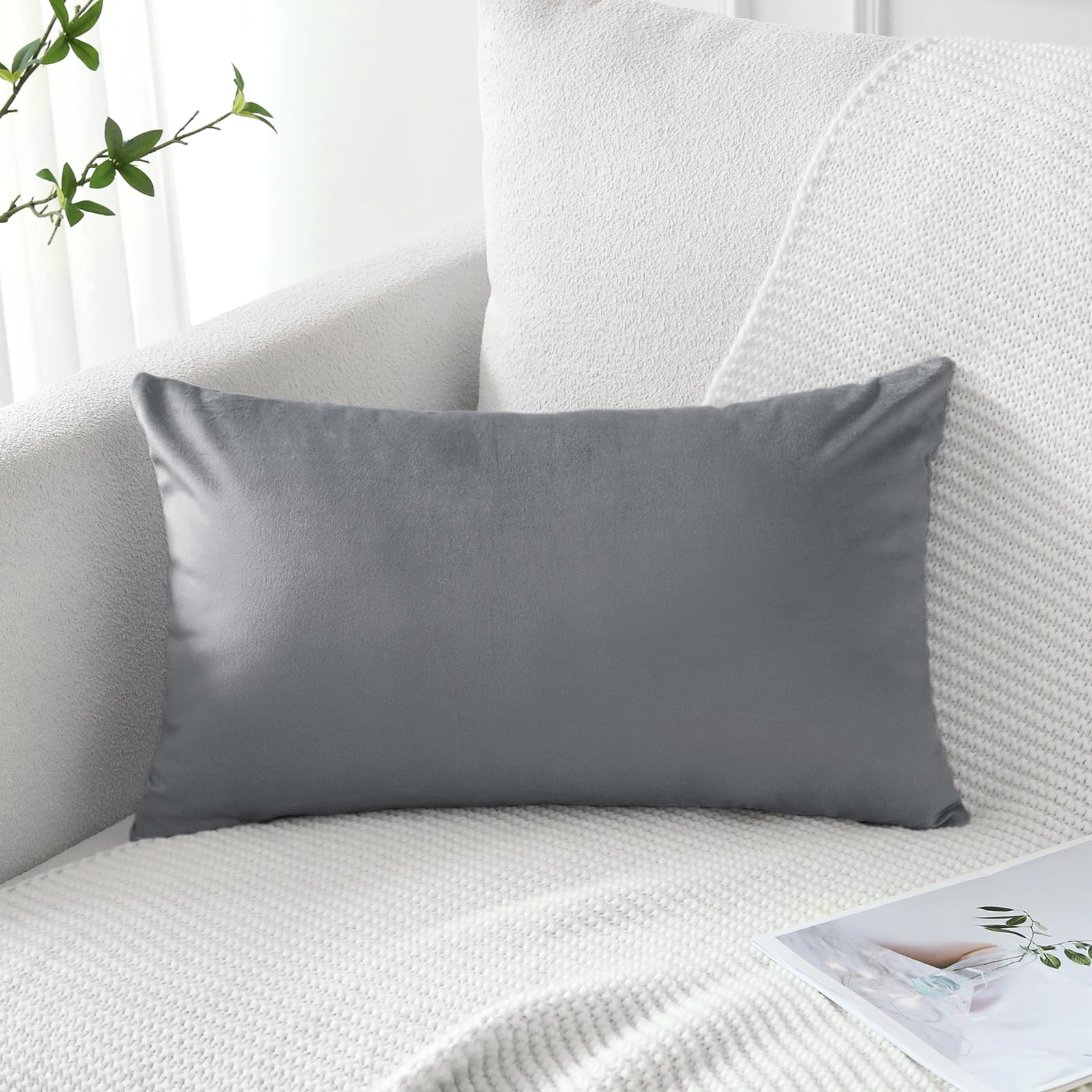 Artscope Luxury Velvet Pillow Covers Super Soft Decorative Square Throw Pillow Covers Case Cushion Covers for Sofa Couch Bedroom Car Decor 12x20 Inch Gold