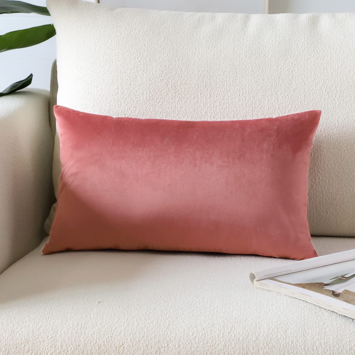 Artscope Luxury Velvet Pillow Covers Super Soft Decorative Square Throw Pillow Covers Case Cushion Covers for Sofa Couch Bedroom Car Decor 12x20 Inch Gold