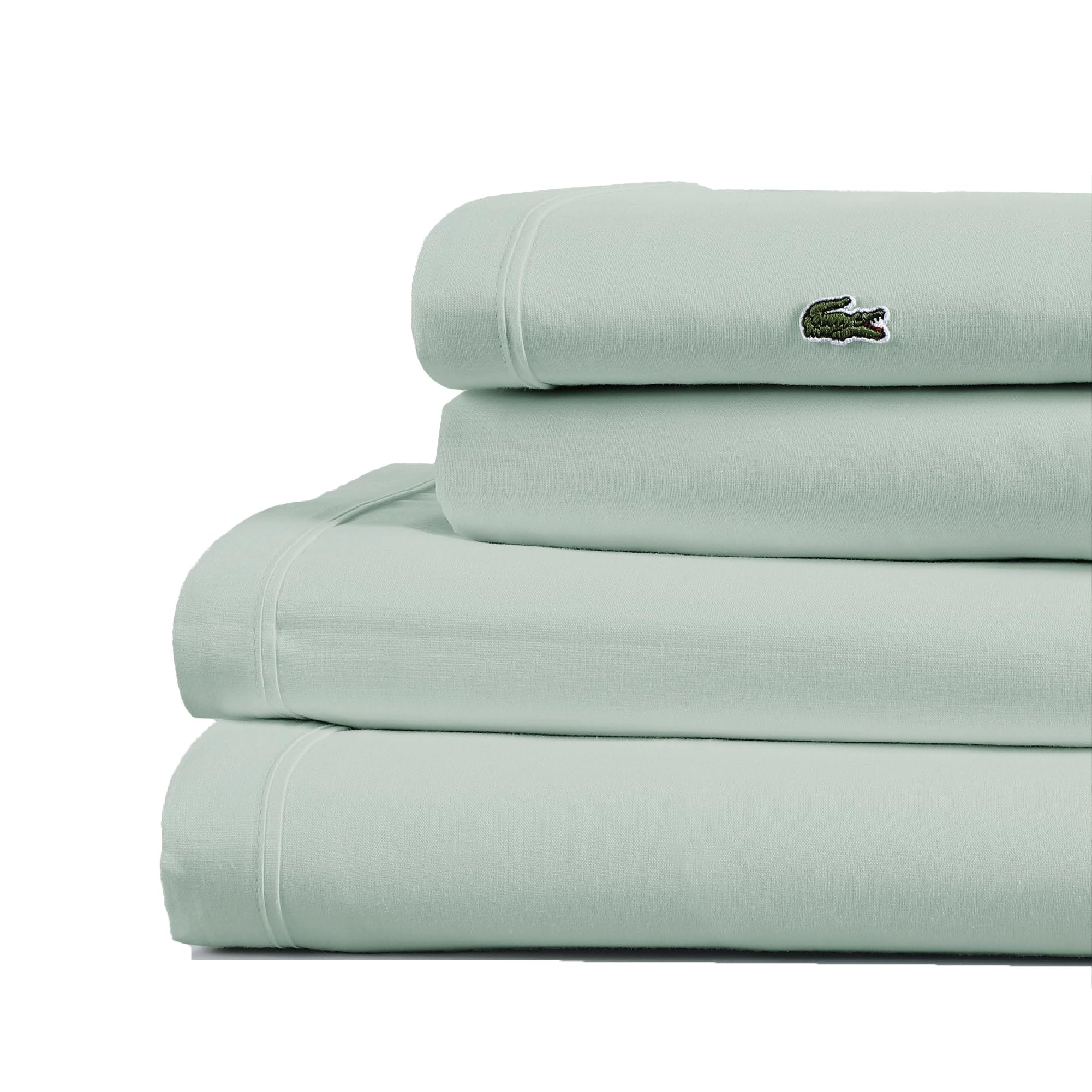 Lacoste 100% Cotton Percale 4-Piece Sheet Set – Cool, Crisp, Matte, and Durable, Oeko-Tex Certified – Solid, Navy, Full