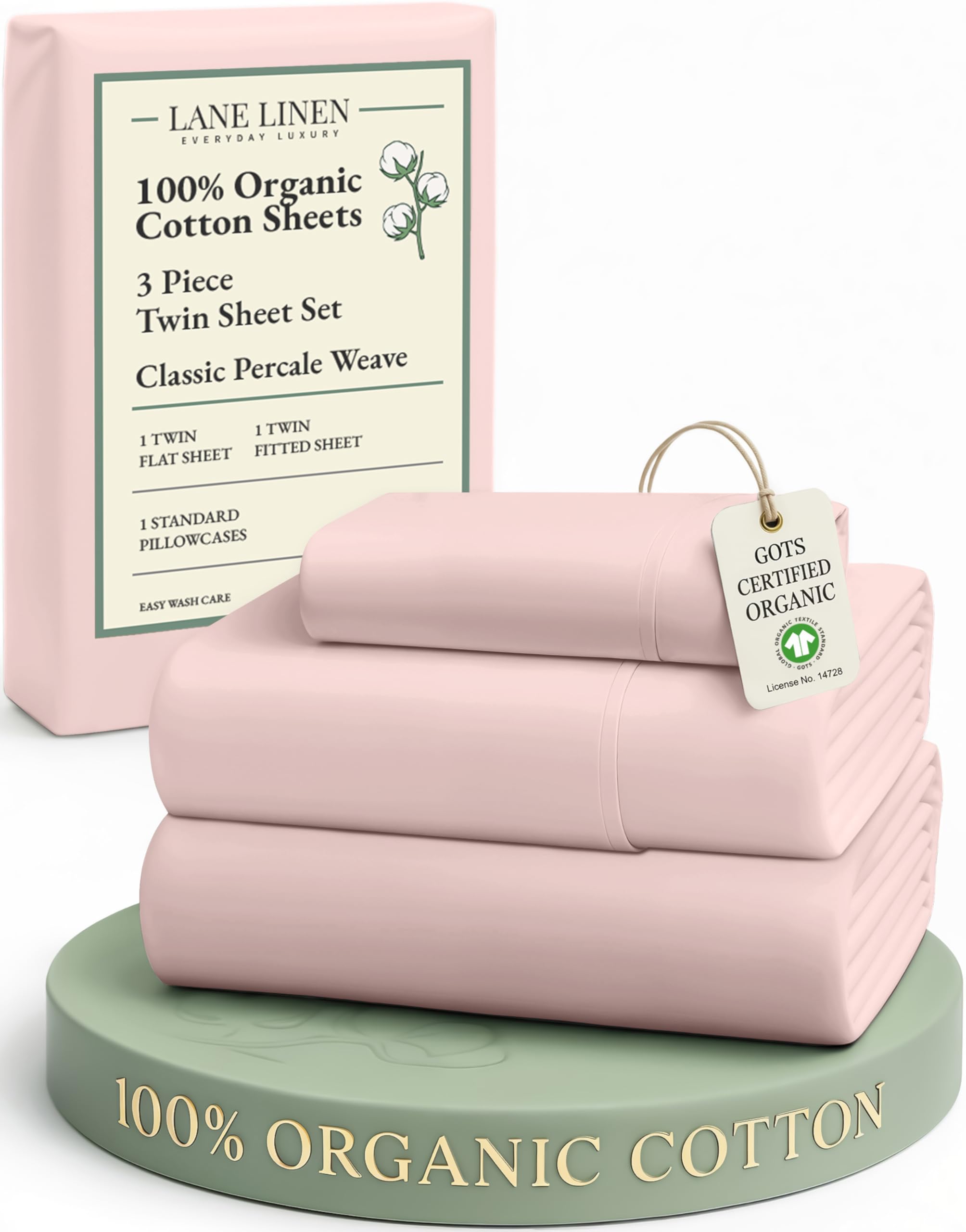 LANE LINEN Eco Friendly 100% Organic Cotton Queen Sheet Set, Soft & Comfy Fully Elasticized 15" Deep Pocket Bed Sheets, Low Pill Naturally Cooling Machine Wash Sábanas Queen- White Bed Sheets