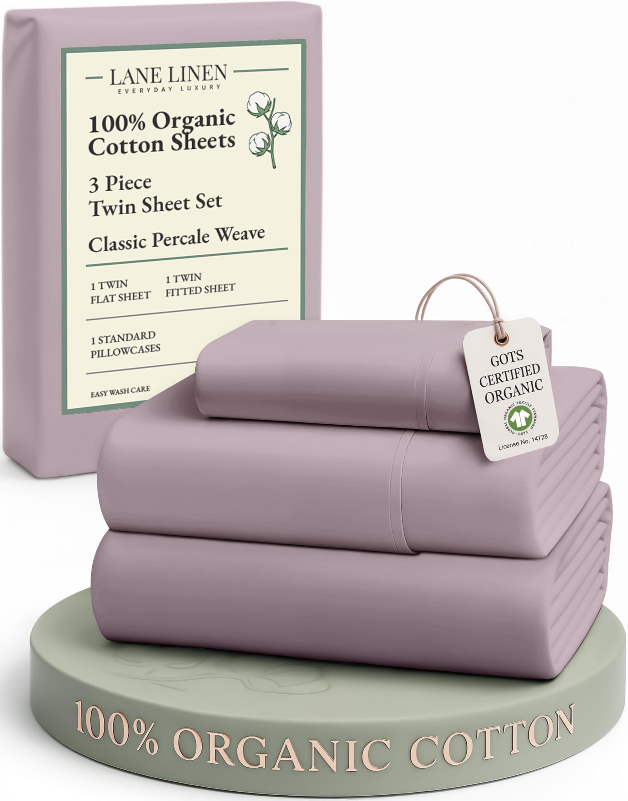 LANE LINEN Eco Friendly 100% Organic Cotton Queen Sheet Set, Soft & Comfy Fully Elasticized 15" Deep Pocket Bed Sheets, Low Pill Naturally Cooling Machine Wash Sábanas Queen- White Bed Sheets