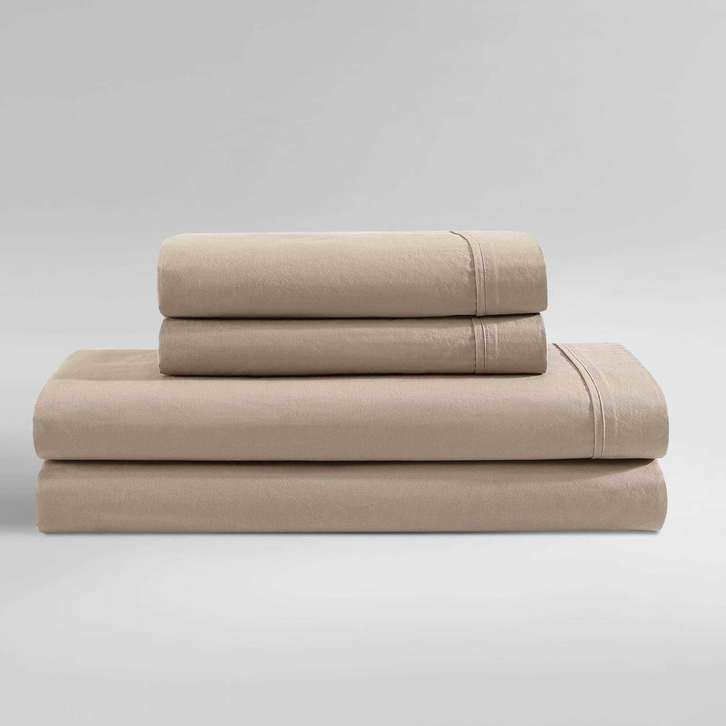 Calvin Klein - Queen Bed Sheets, Relaxed Garment Washed Cotton Percale Bedding Set with Matching Pillowcases, Deep Pockets, Oeko-TEX Certified (Washed Percale Steel Blue, Queen)