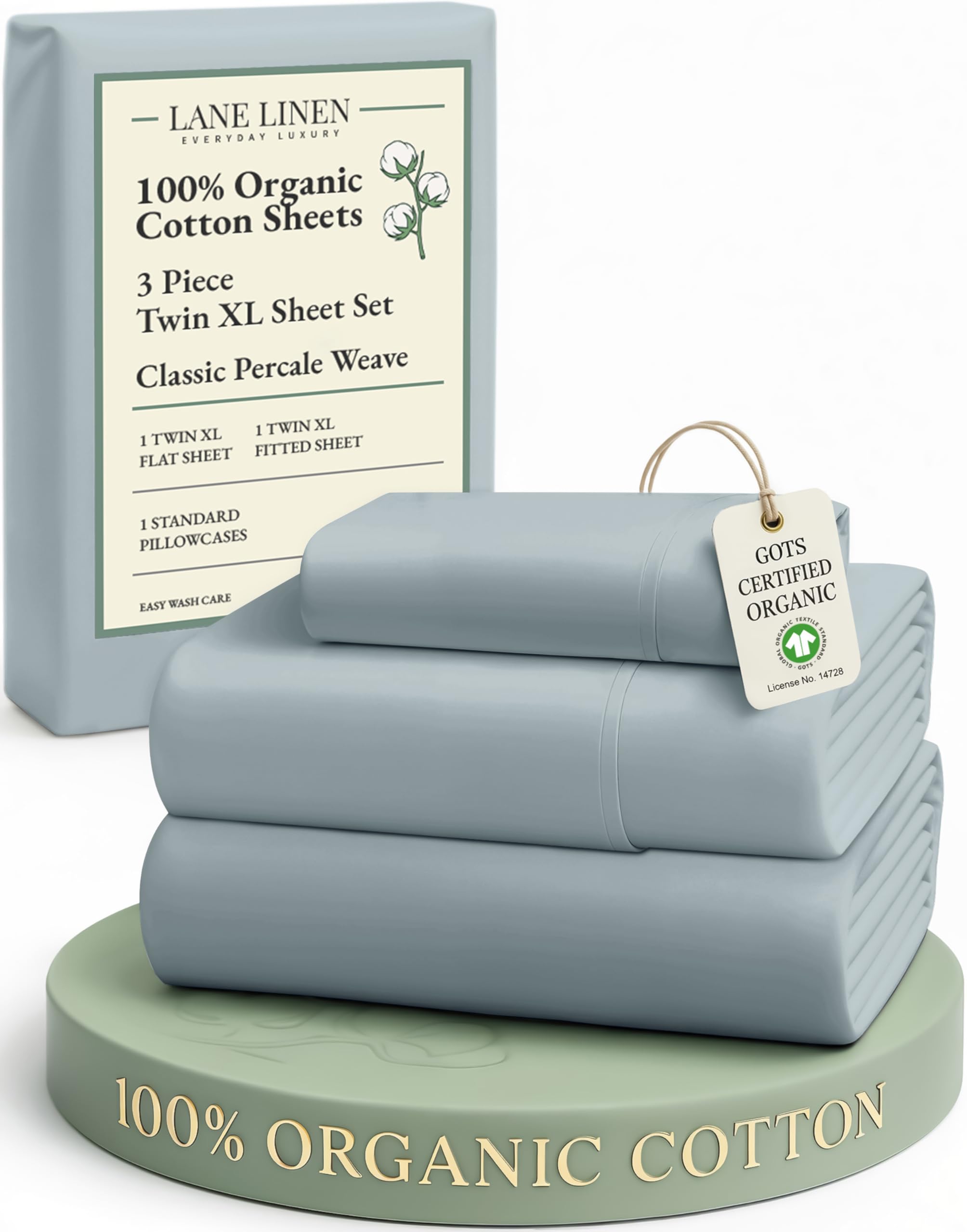 LANE LINEN Eco Friendly 100% Organic Cotton Queen Sheet Set, Soft & Comfy Fully Elasticized 15" Deep Pocket Bed Sheets, Low Pill Naturally Cooling Machine Wash Sábanas Queen- White Bed Sheets