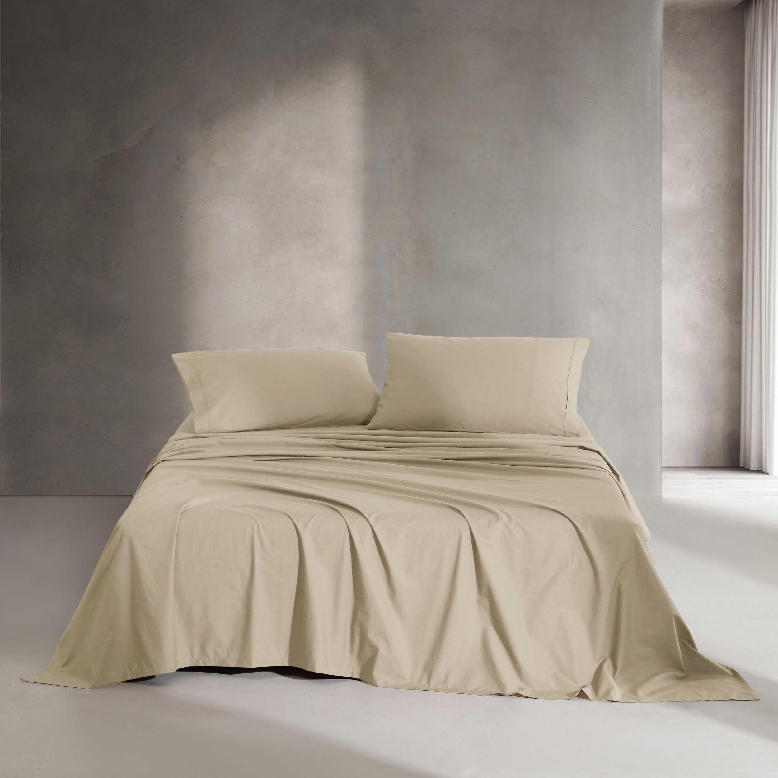 Calvin Klein - Queen Bed Sheets, Relaxed Garment Washed Cotton Percale Bedding Set with Matching Pillowcases, Deep Pockets, Oeko-TEX Certified (Washed Percale Steel Blue, Queen)