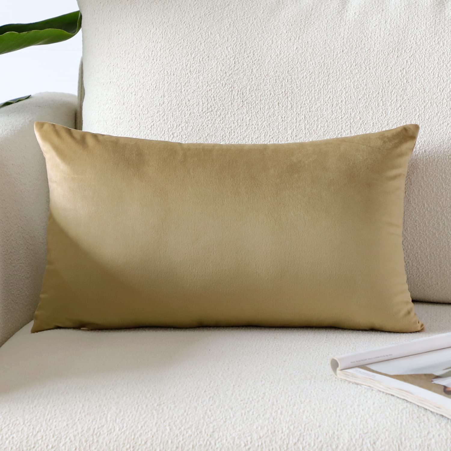 Artscope Luxury Velvet Pillow Covers Super Soft Decorative Square Throw Pillow Covers Case Cushion Covers for Sofa Couch Bedroom Car Decor 12x20 Inch Gold