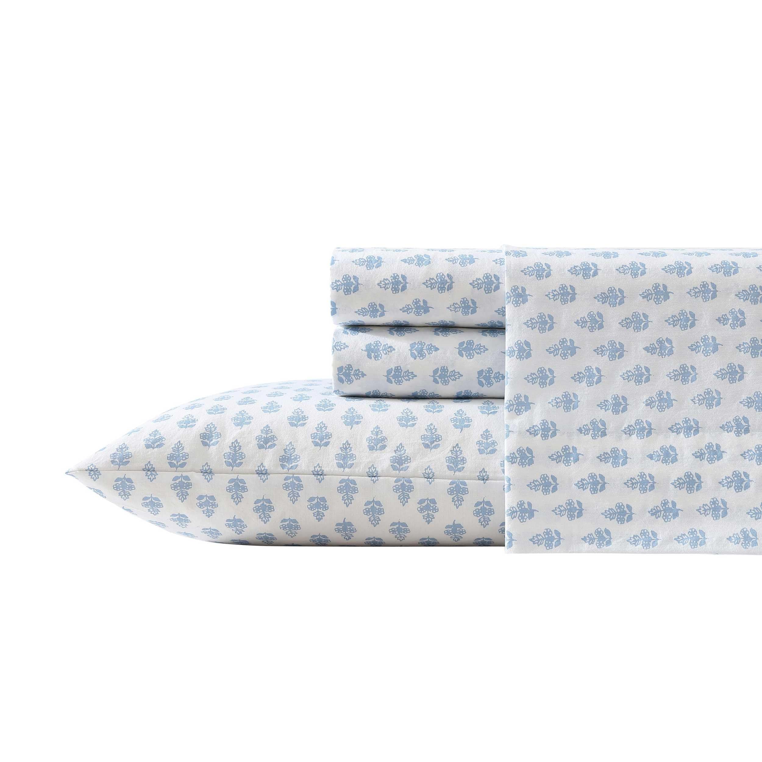 Laura Ashley - Queen Sheets, Cotton Percale Bedding Set, Lightweight & Breathable Home Decor (Evie Pink, Queen)
