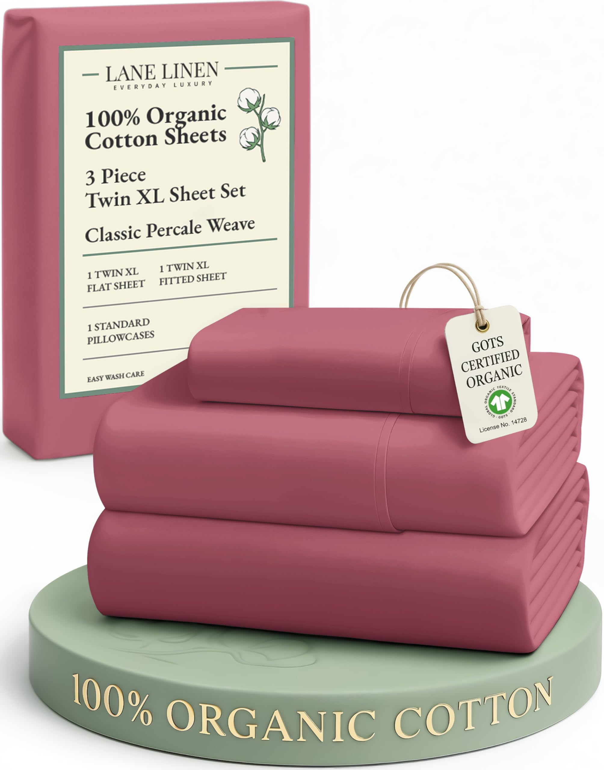 LANE LINEN Eco Friendly 100% Organic Cotton Queen Sheet Set, Soft & Comfy Fully Elasticized 15" Deep Pocket Bed Sheets, Low Pill Naturally Cooling Machine Wash Sábanas Queen- White Bed Sheets