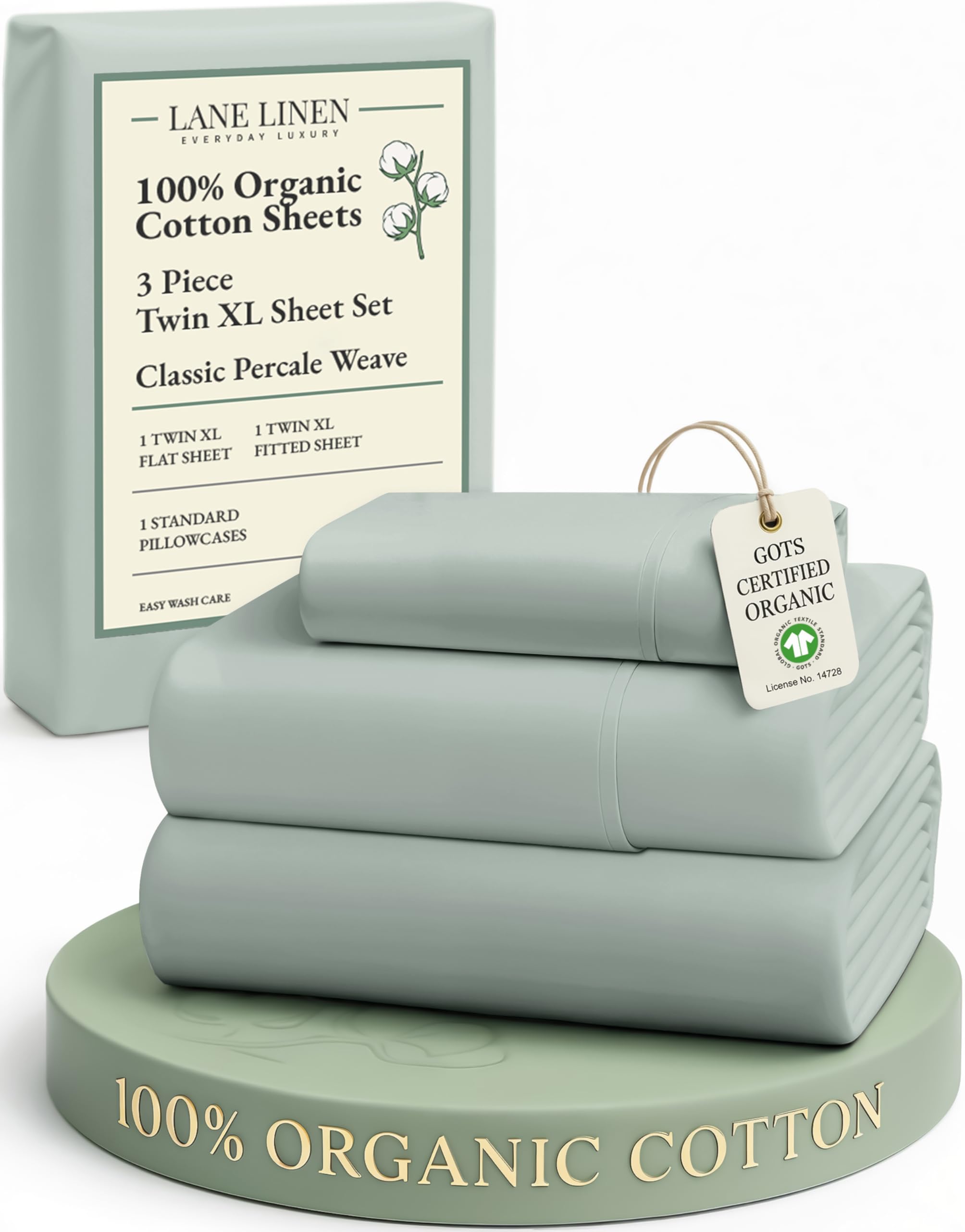 LANE LINEN Eco Friendly 100% Organic Cotton Queen Sheet Set, Soft & Comfy Fully Elasticized 15" Deep Pocket Bed Sheets, Low Pill Naturally Cooling Machine Wash Sábanas Queen- White Bed Sheets
