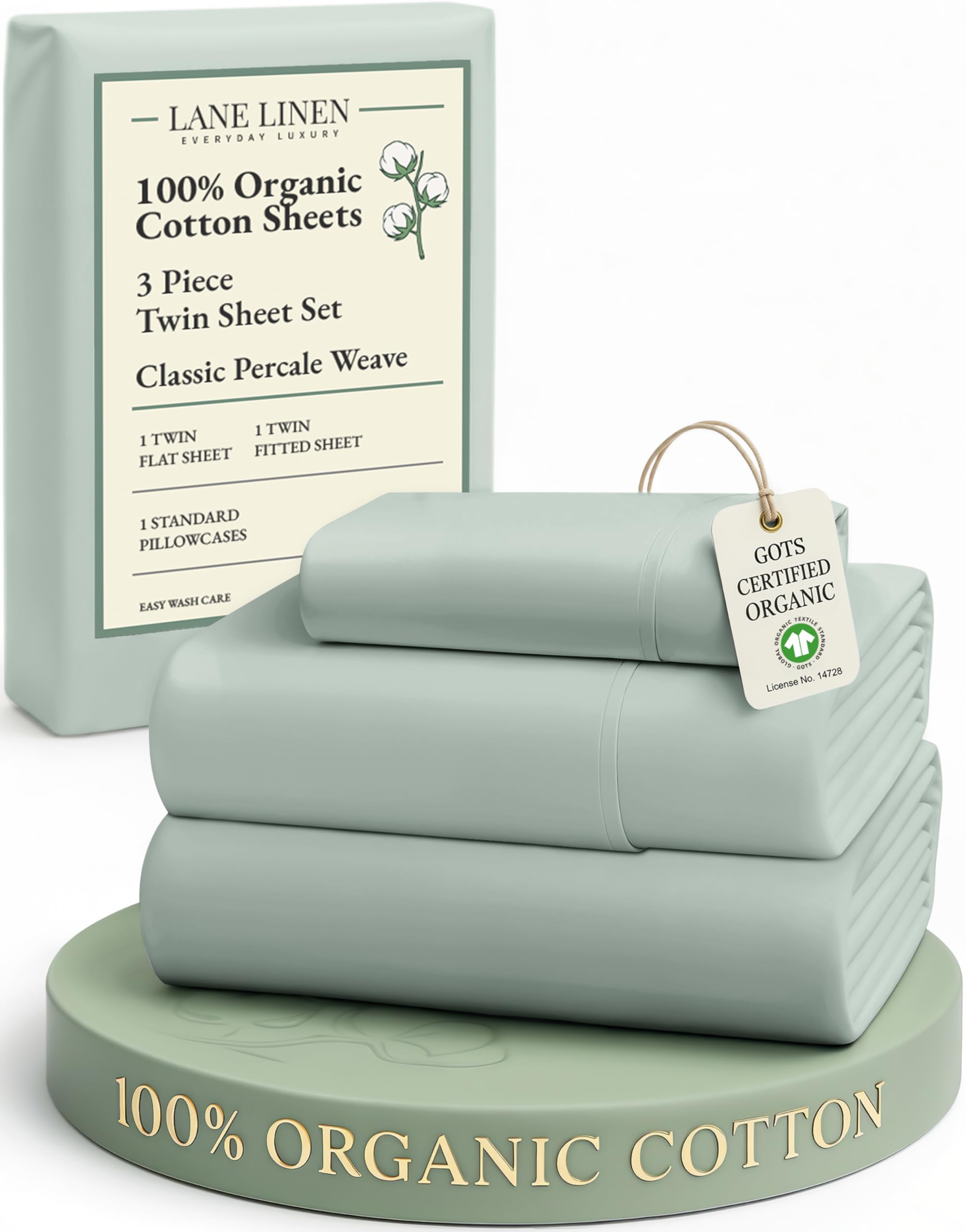 LANE LINEN Eco Friendly 100% Organic Cotton Queen Sheet Set, Soft & Comfy Fully Elasticized 15" Deep Pocket Bed Sheets, Low Pill Naturally Cooling Machine Wash Sábanas Queen- White Bed Sheets