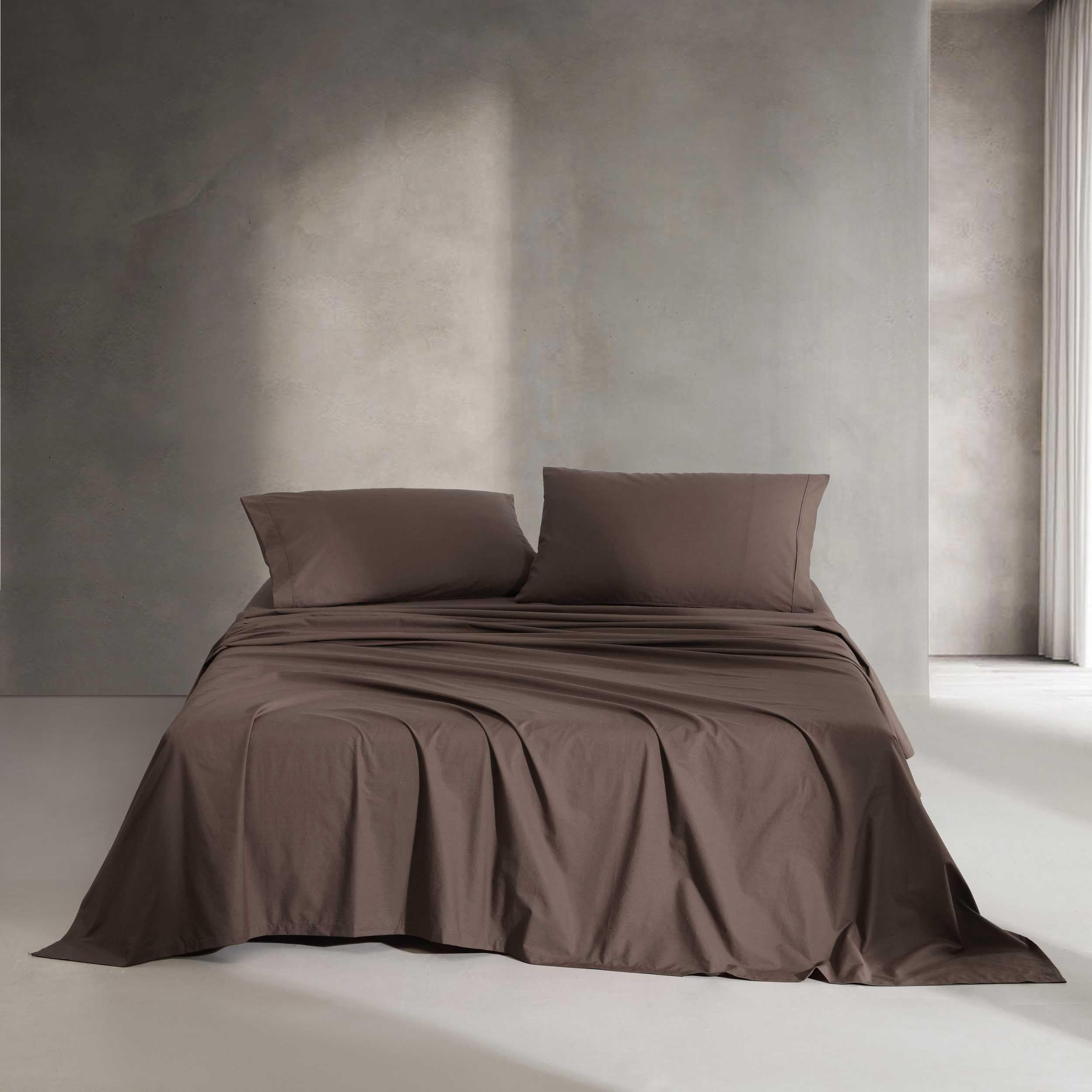 Calvin Klein - Queen Bed Sheets, Relaxed Garment Washed Cotton Percale Bedding Set with Matching Pillowcases, Deep Pockets, Oeko-TEX Certified (Washed Percale Steel Blue, Queen)