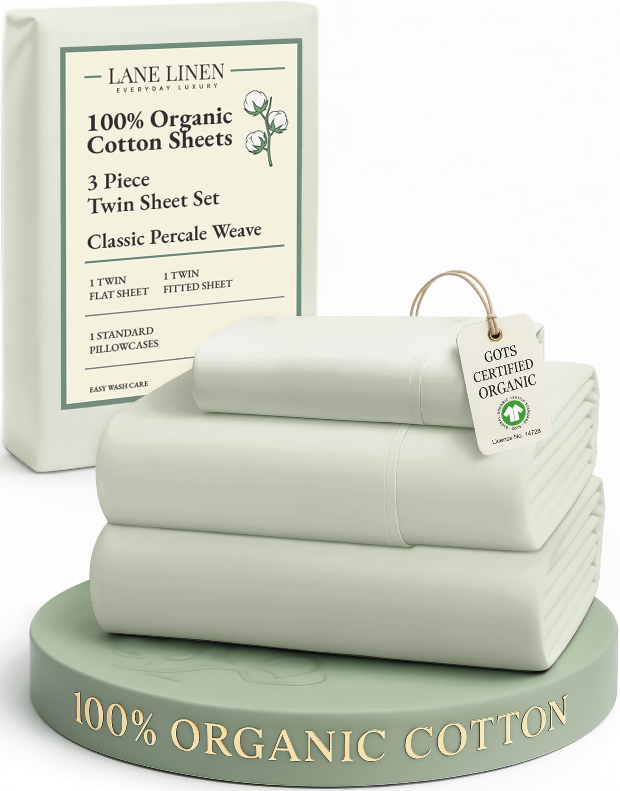 LANE LINEN Eco Friendly 100% Organic Cotton Queen Sheet Set, Soft & Comfy Fully Elasticized 15" Deep Pocket Bed Sheets, Low Pill Naturally Cooling Machine Wash Sábanas Queen- White Bed Sheets