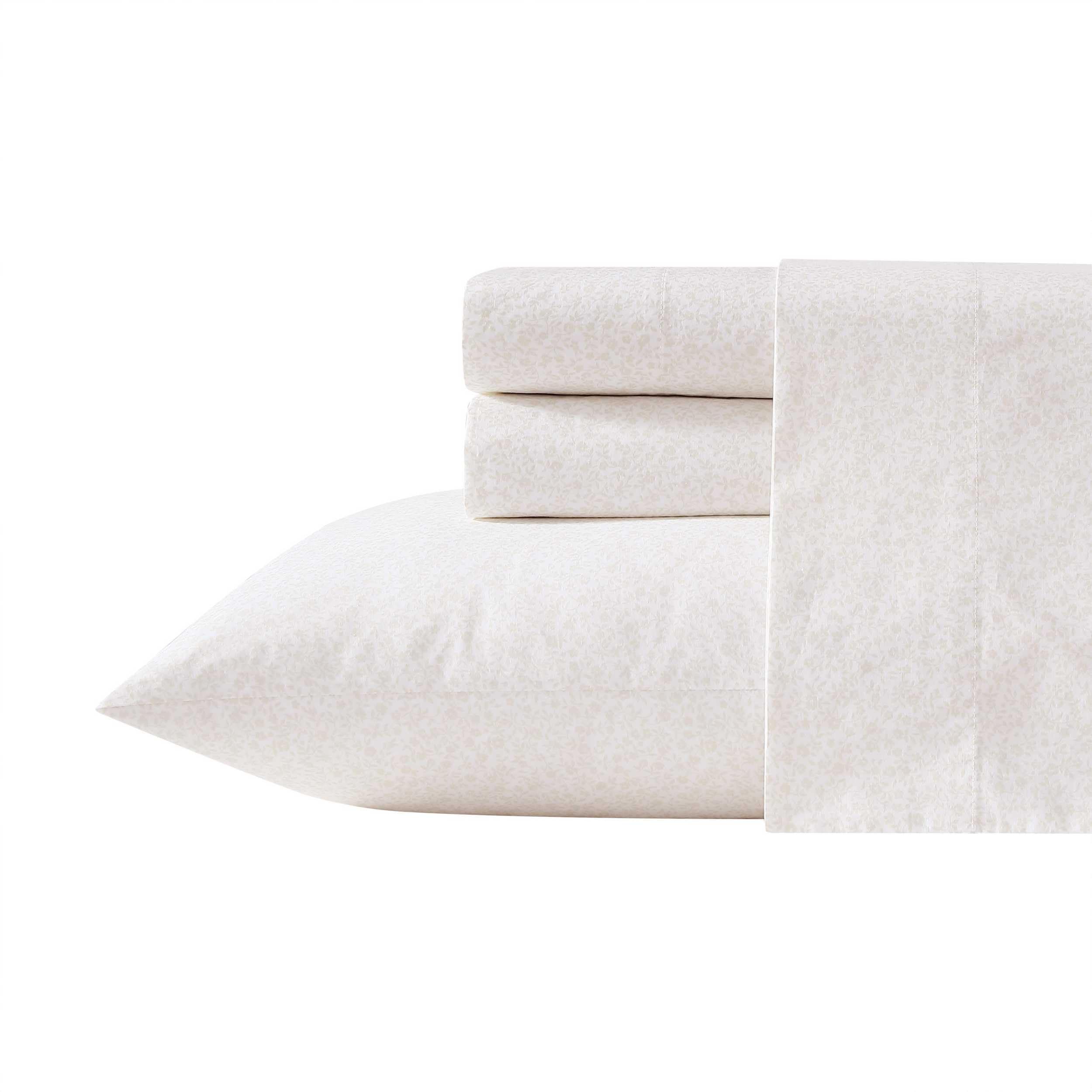Laura Ashley - Queen Sheets, Cotton Percale Bedding Set, Lightweight & Breathable Home Decor (Evie Pink, Queen)