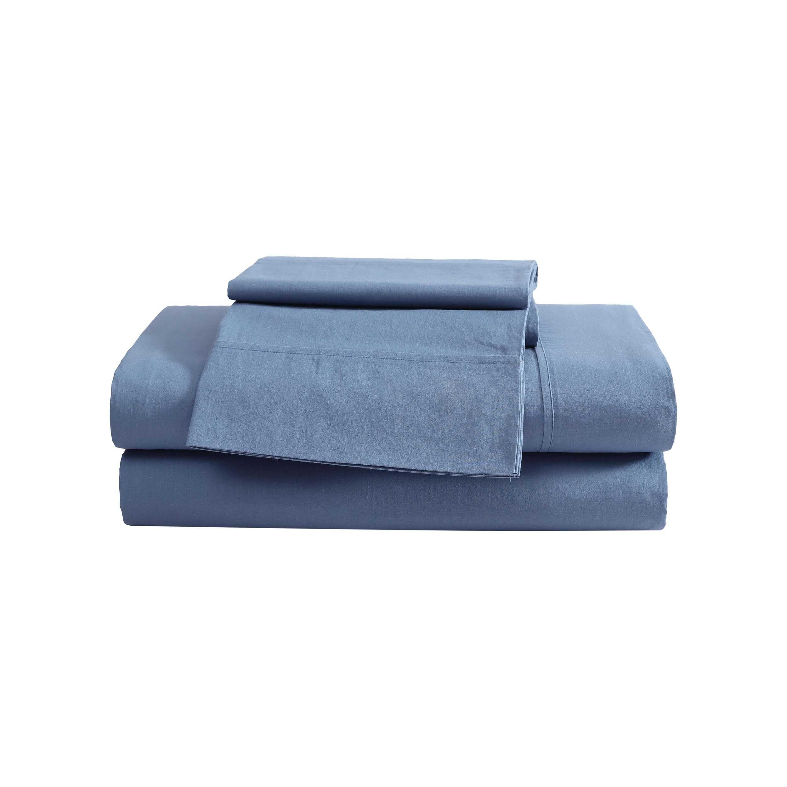 Eddie Bauer - Queen Sheet Set, Washed Percale Bedding Set with Deep Pockets, Super Soft, 100% Luxury Cotton with Smooth Percale Weave (Percale Purple, Queen)