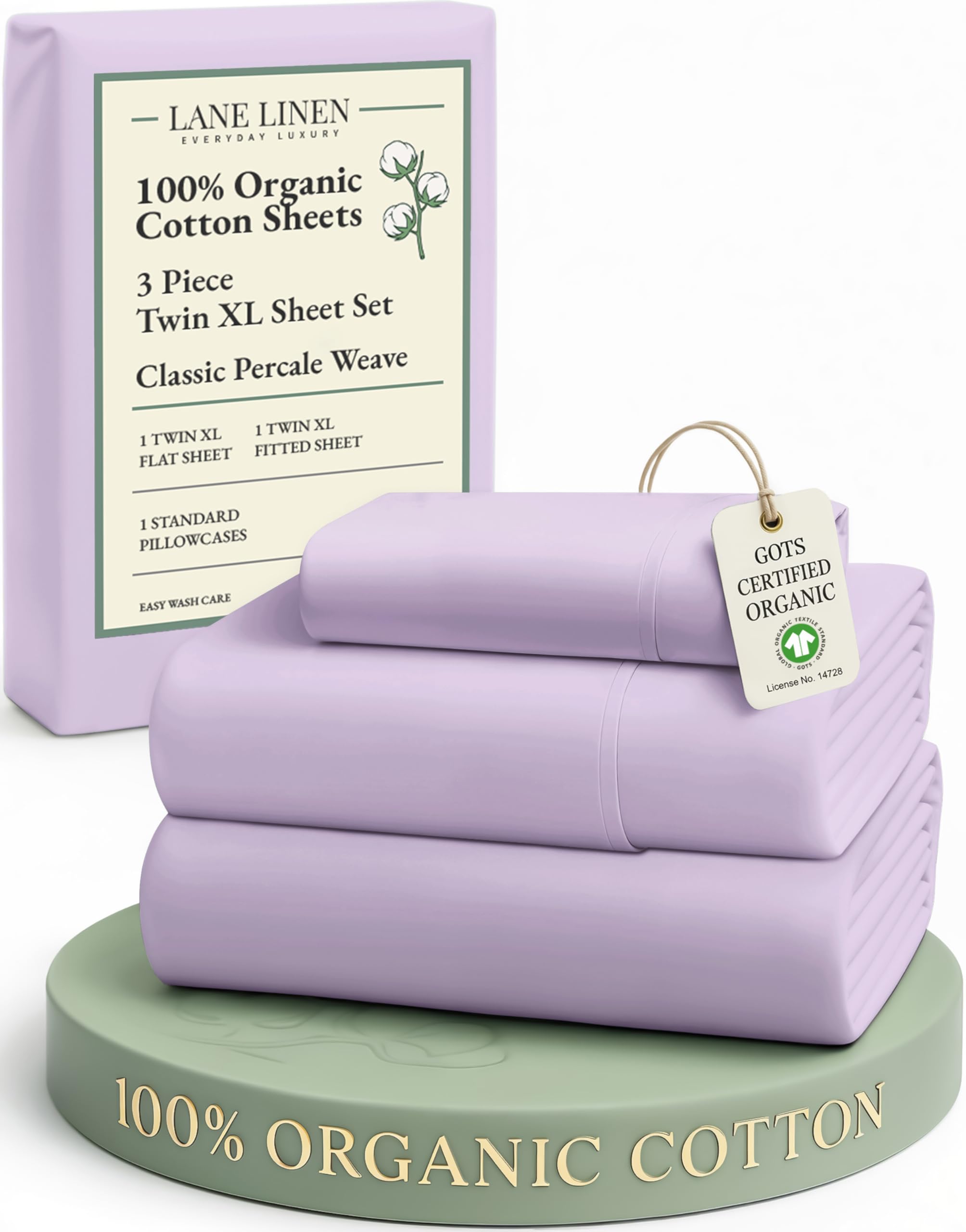 LANE LINEN Eco Friendly 100% Organic Cotton Queen Sheet Set, Soft & Comfy Fully Elasticized 15" Deep Pocket Bed Sheets, Low Pill Naturally Cooling Machine Wash Sábanas Queen- White Bed Sheets