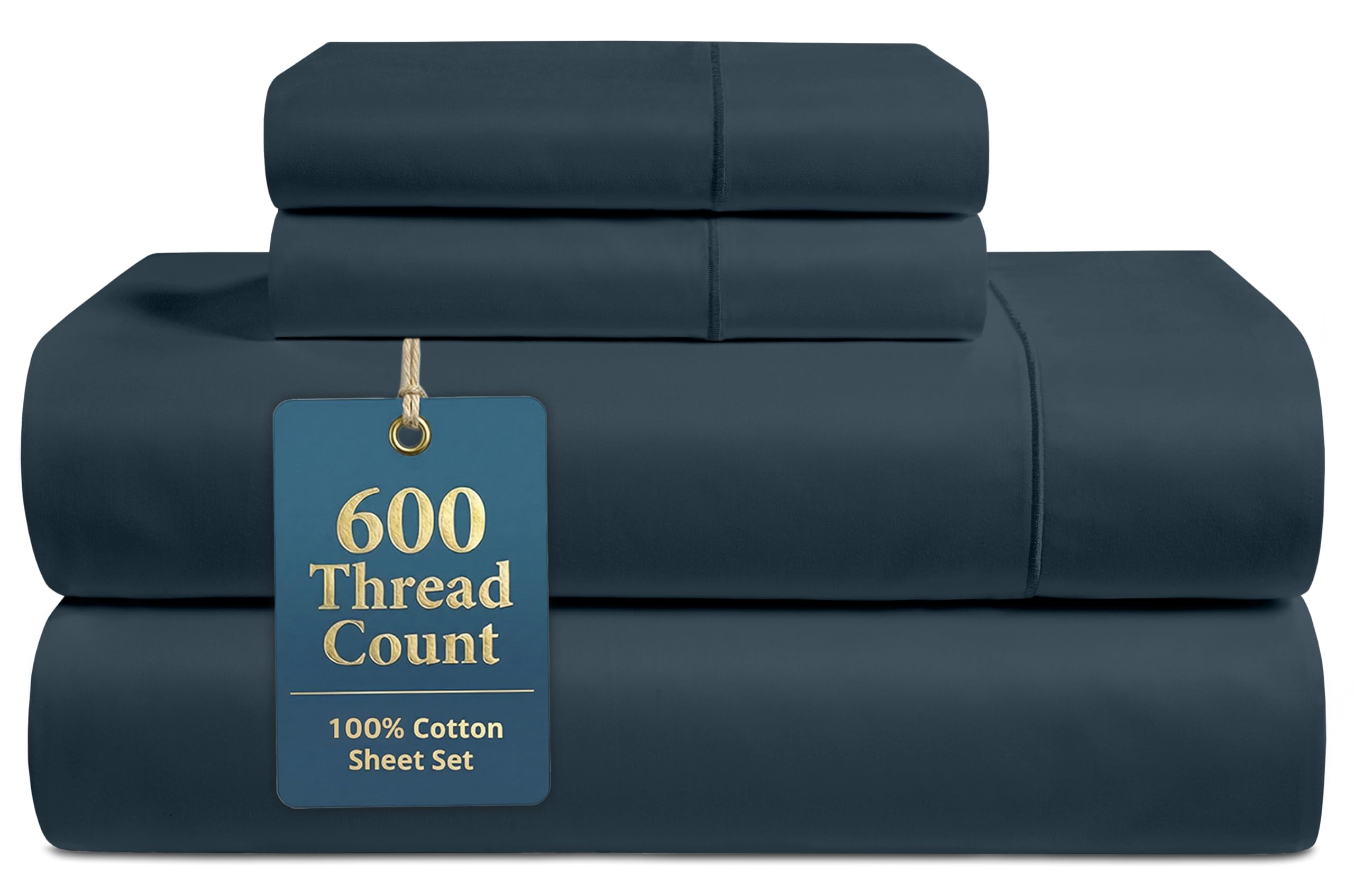 LANE LINEN 100% Cotton Sheets Full Size - 600 Thread Count Sateen Weave - Hotel Quality Softness, Great for Everyday Comfort - Securely Fits Matresses Upto 15'' Deep - Oeko TEX Certified - White