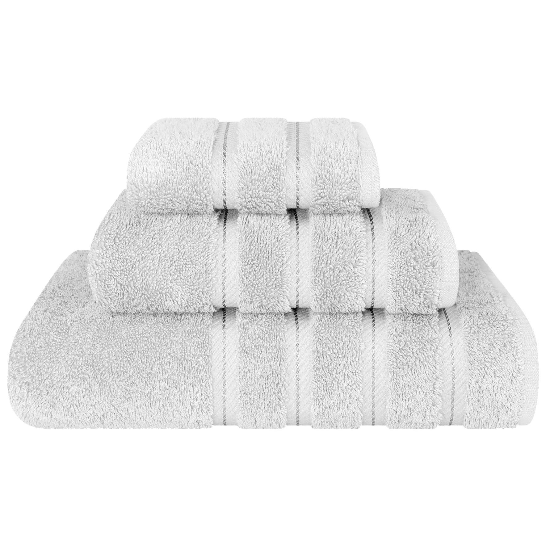 American Soft Linen Luxury 6 Piece Towel Set, 2 Bath Towels 2 Hand Towel 2 Washcloths, 600 GSM 100% Cotton Turkish Towels for Bathroom, Silver Grey Towel Sets