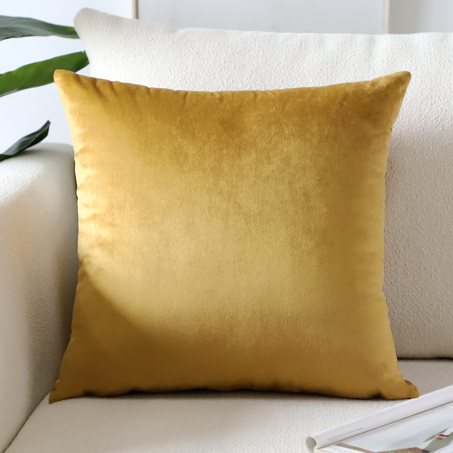 Artscope Luxury Velvet Pillow Covers Super Soft Decorative Square Throw Pillow Covers Case Cushion Covers for Sofa Couch Bedroom Car Decor 12x20 Inch Gold