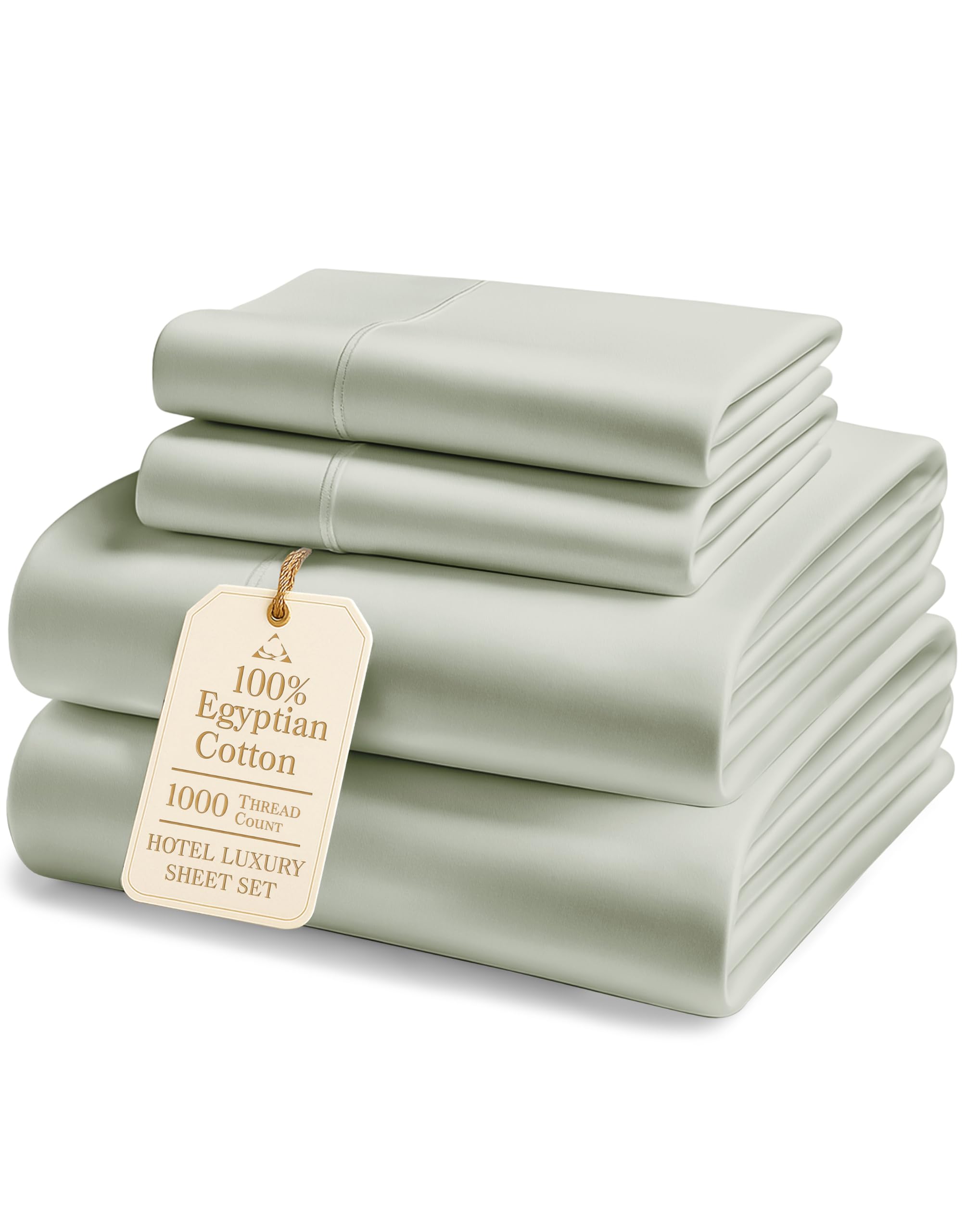 100% Egyptian Cotton King Sheet Set – Premium 1000 Thread Count Naturally Cooling & Breathable King Sheets, Authentic Long-Staple Cotton for Lasting Softness, Snug Fit 15" Deep Pocket Fitted -Charcoal