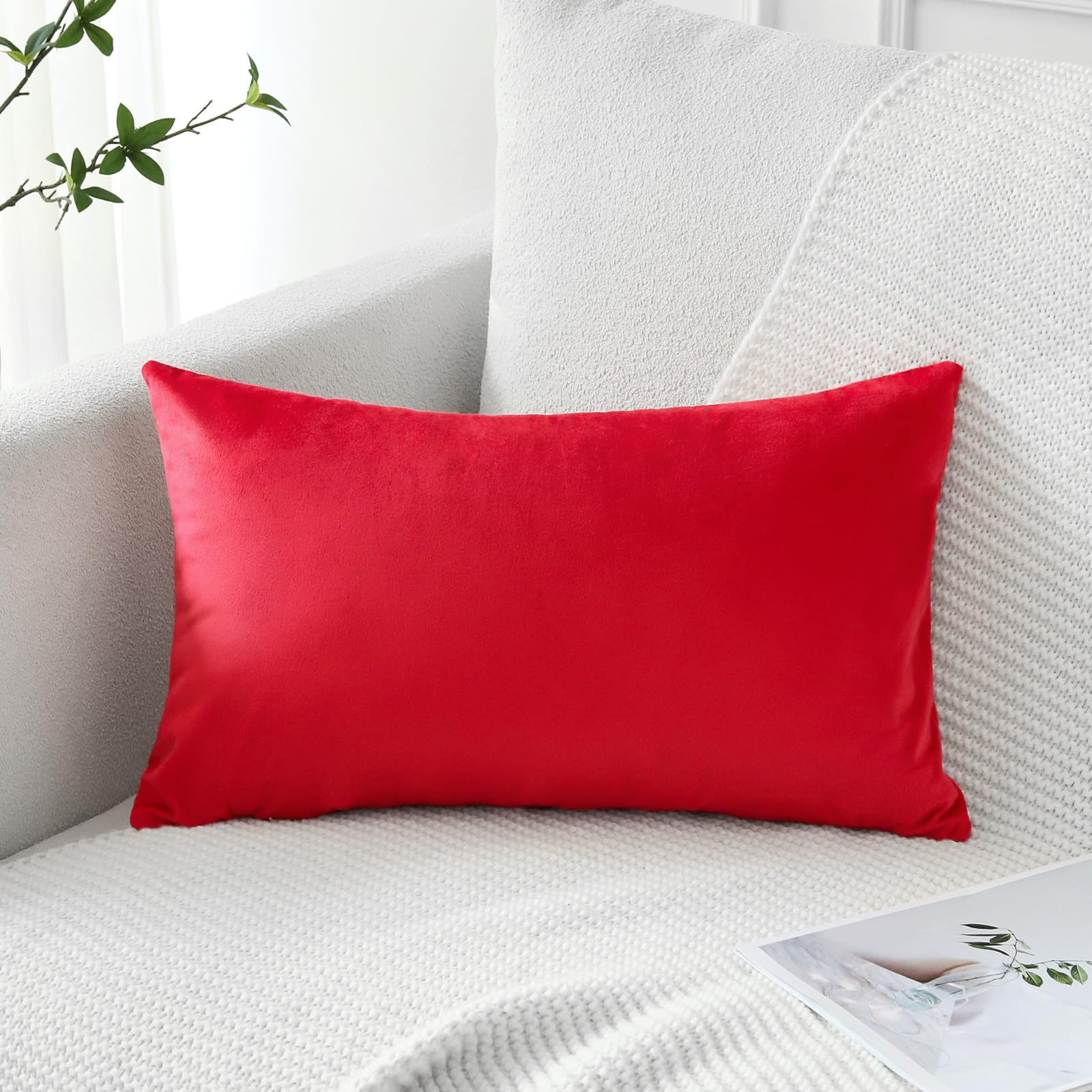Artscope Luxury Velvet Pillow Covers Super Soft Decorative Square Throw Pillow Covers Case Cushion Covers for Sofa Couch Bedroom Car Decor 12x20 Inch Gold