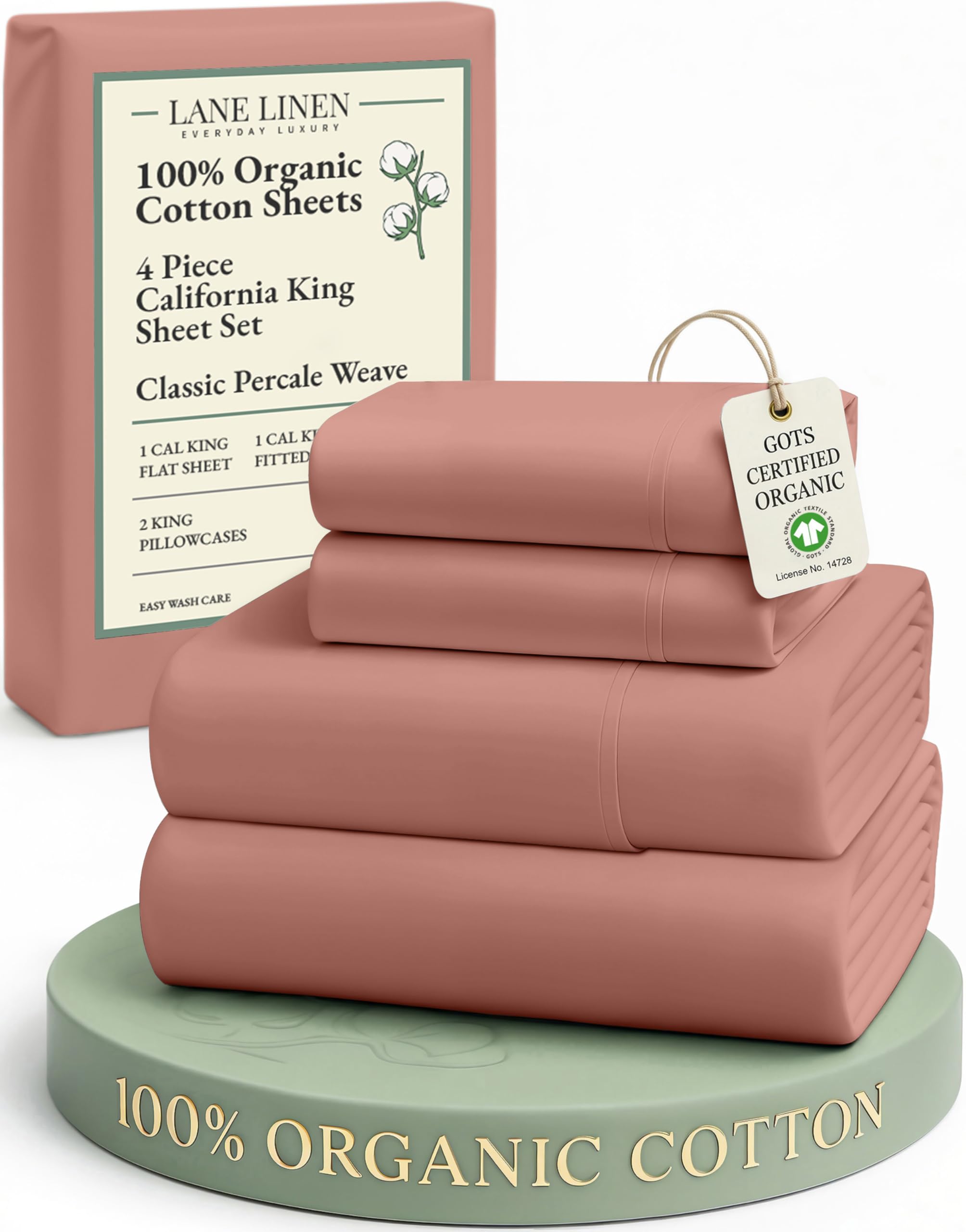LANE LINEN Eco Friendly 100% Organic Cotton Queen Sheet Set, Soft & Comfy Fully Elasticized 15" Deep Pocket Bed Sheets, Low Pill Naturally Cooling Machine Wash Sábanas Queen- White Bed Sheets