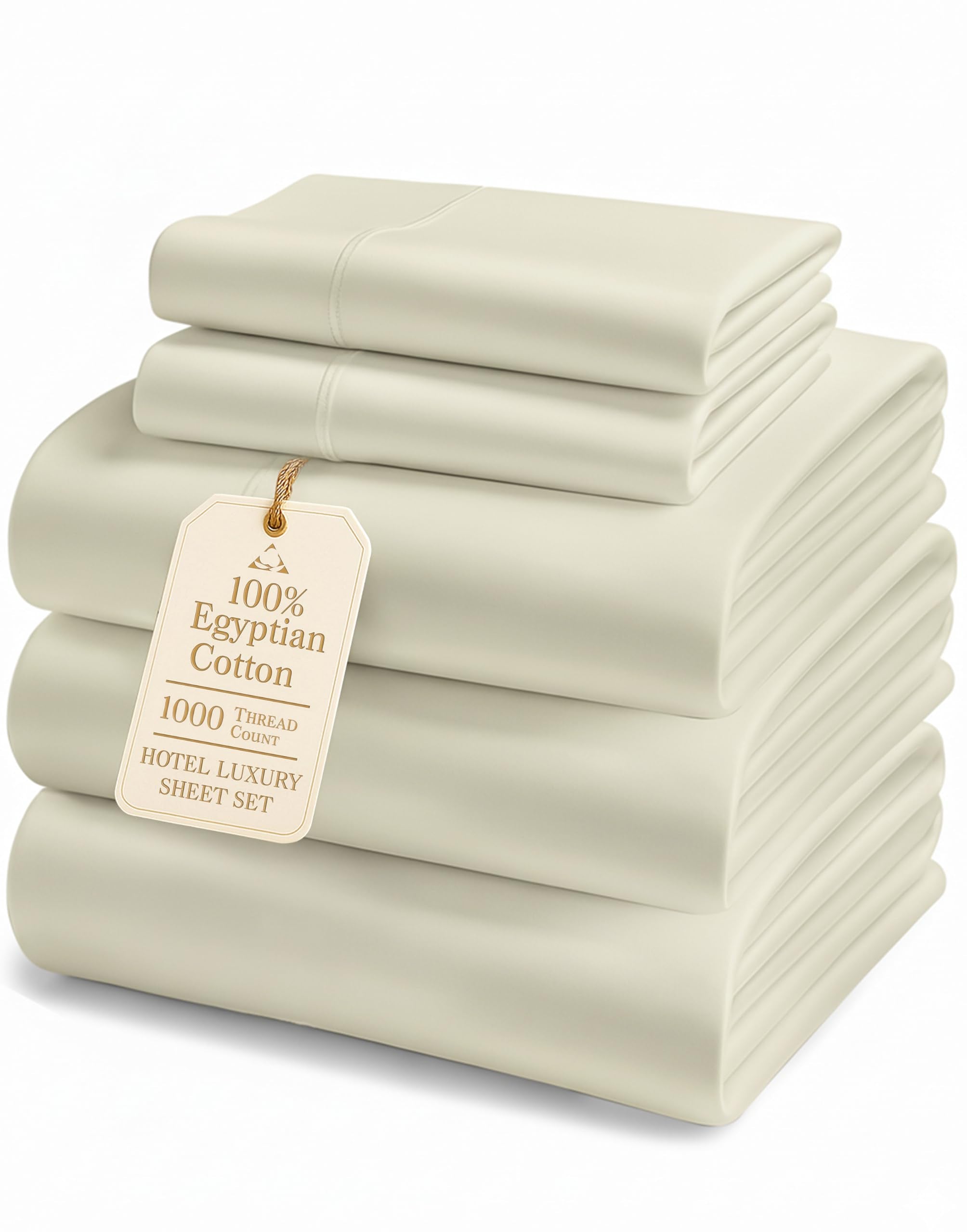 100% Egyptian Cotton King Sheet Set – Premium 1000 Thread Count Naturally Cooling & Breathable King Sheets, Authentic Long-Staple Cotton for Lasting Softness, Snug Fit 15" Deep Pocket Fitted -Charcoal