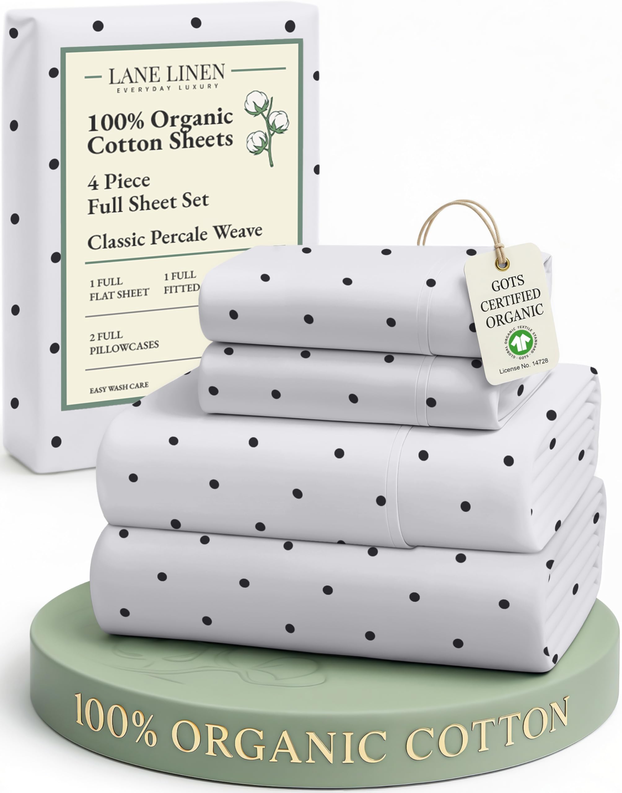 LANE LINEN Eco Friendly 100% Organic Cotton Queen Sheet Set, Soft & Comfy Fully Elasticized 15" Deep Pocket Bed Sheets, Low Pill Naturally Cooling Machine Wash Sábanas Queen- White Bed Sheets