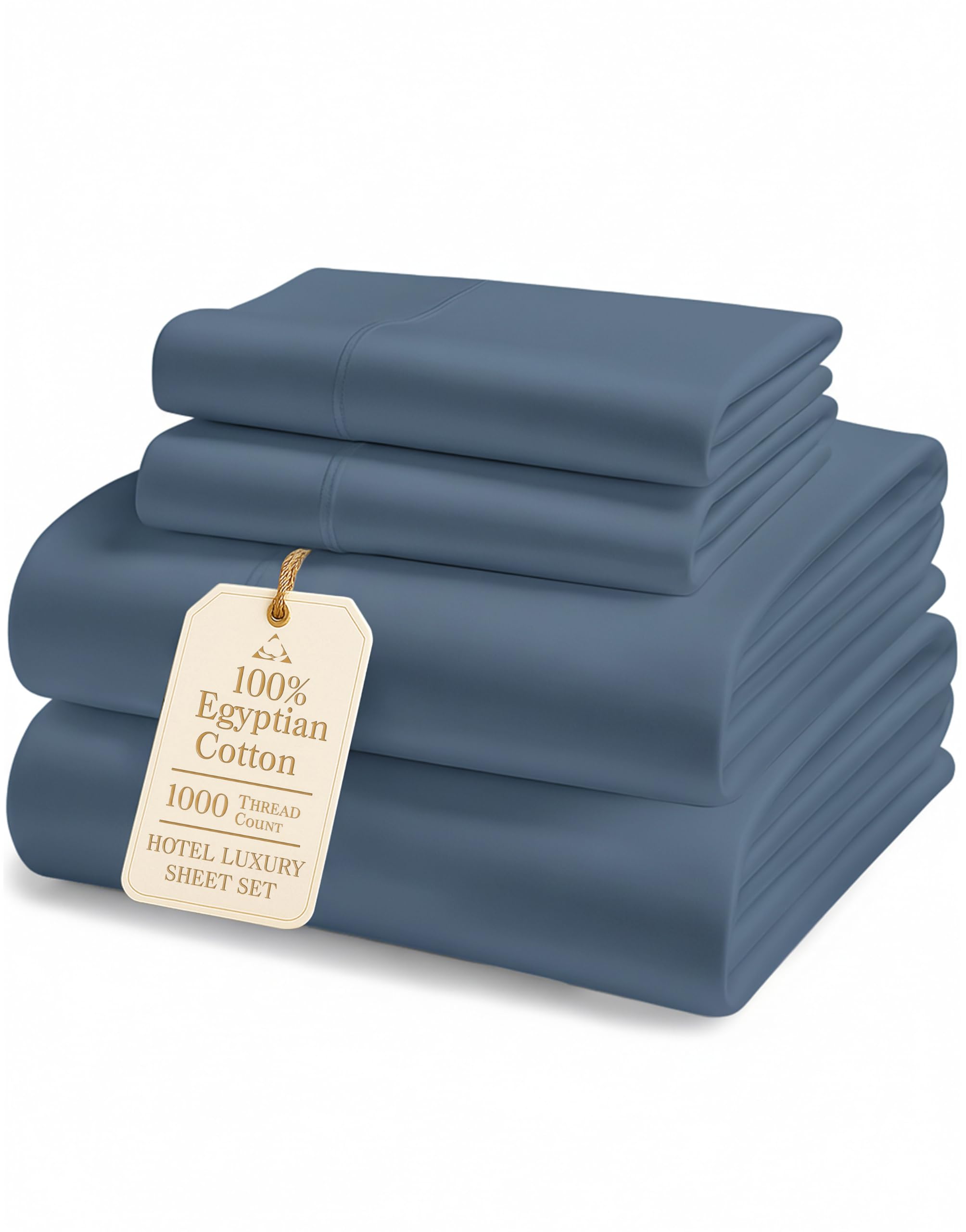 100% Egyptian Cotton King Sheet Set – Premium 1000 Thread Count Naturally Cooling & Breathable King Sheets, Authentic Long-Staple Cotton for Lasting Softness, Snug Fit 15" Deep Pocket Fitted -Charcoal
